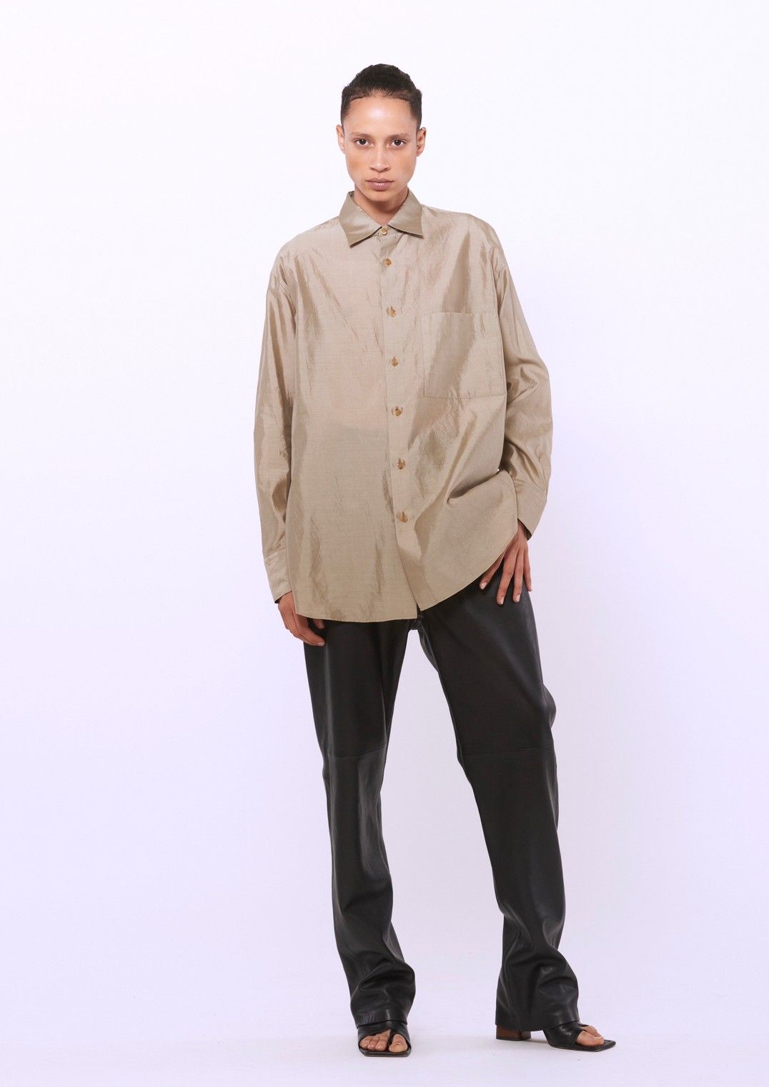 INSCRIRE - silk classic shirt -navy- 23ss | asterisk