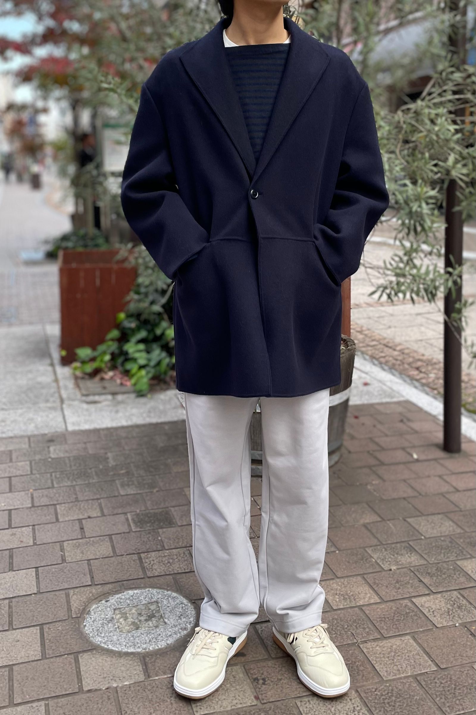 LAMOND - wool double face coat -navy- 22aw men | asterisk