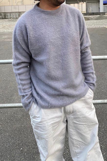 ATON - FUR CASHMERE crew neck sweater 