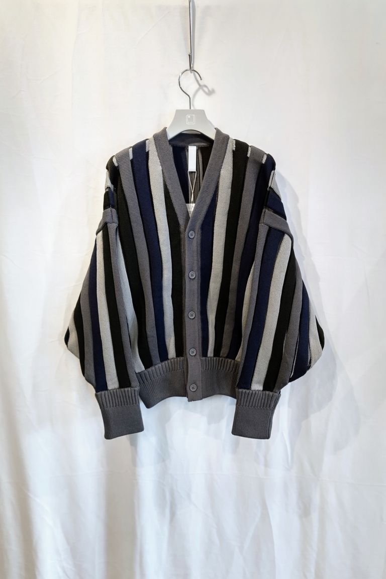 CFCL - louver cardigan -dark gray multi- 23ss men | asterisk