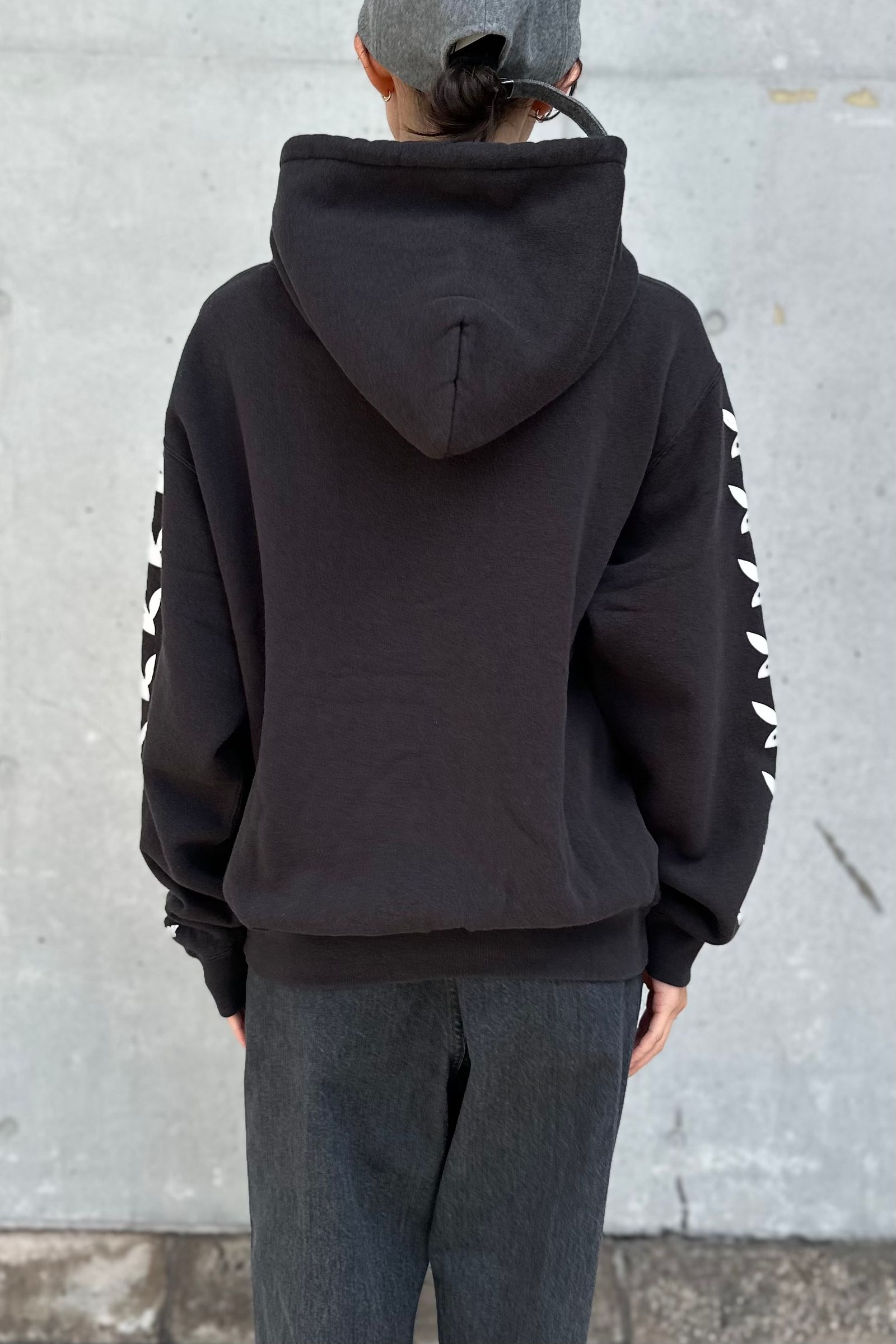 UNUSED - PLAYBOY print sweat hoodie -black- 23aw women | asterisk
