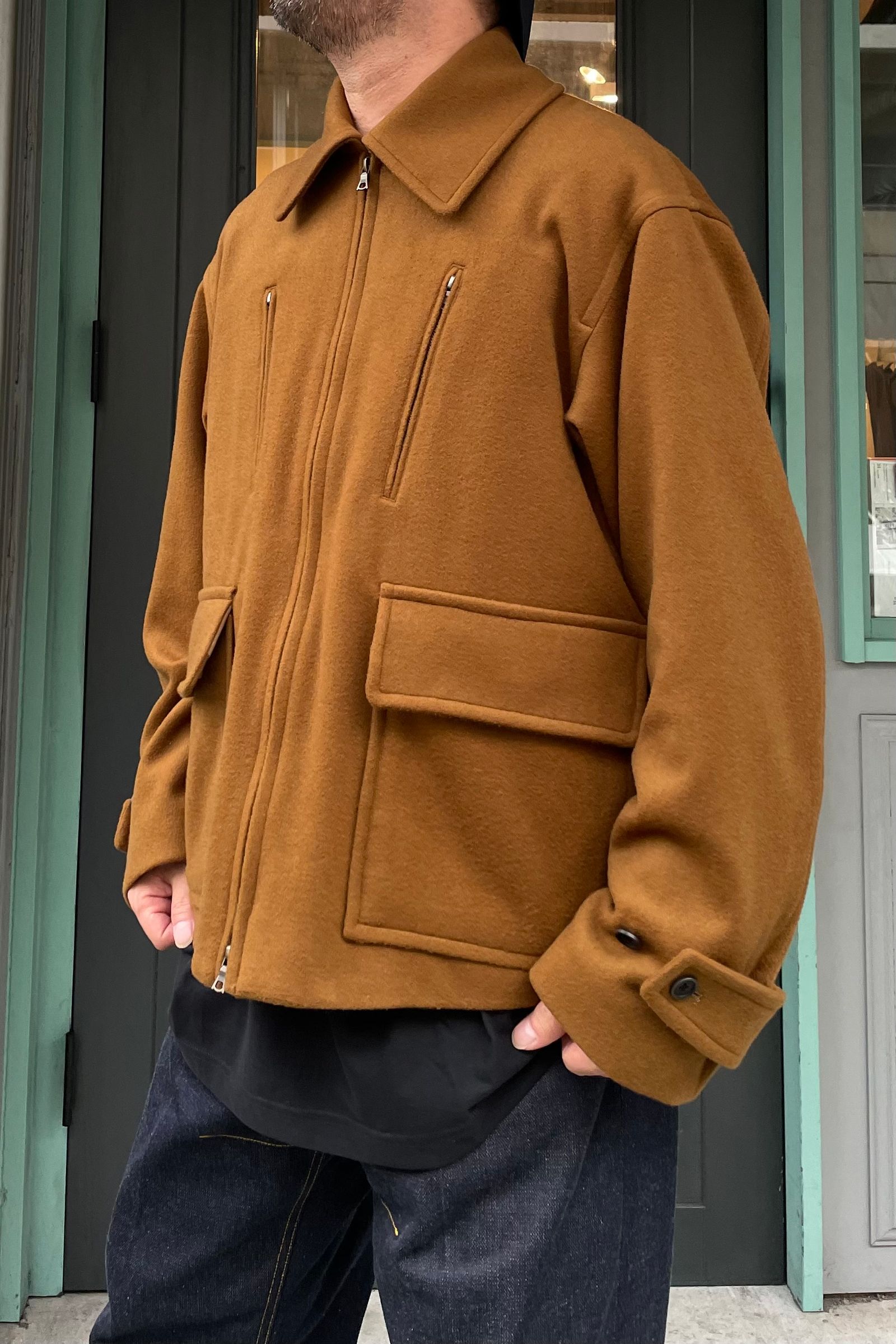 blurhms ROOTSTOCK - light melton zip jacket -cinnamon- 22aw men