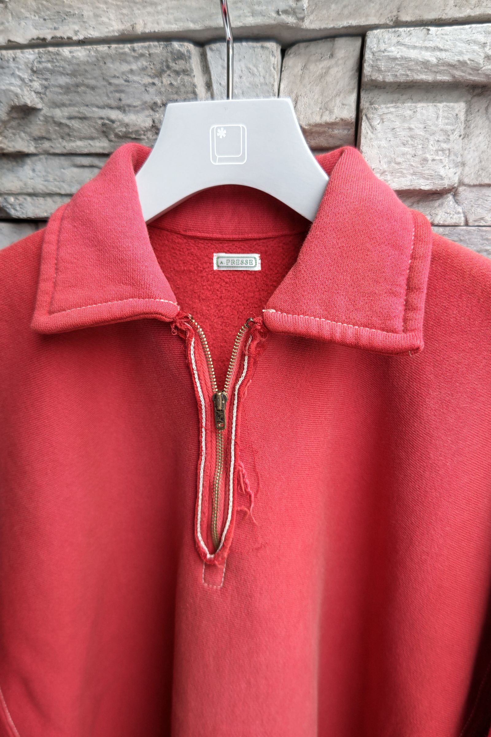 A.PRESSE - vintage half zip sweatshirt -red- 23ss | asterisk