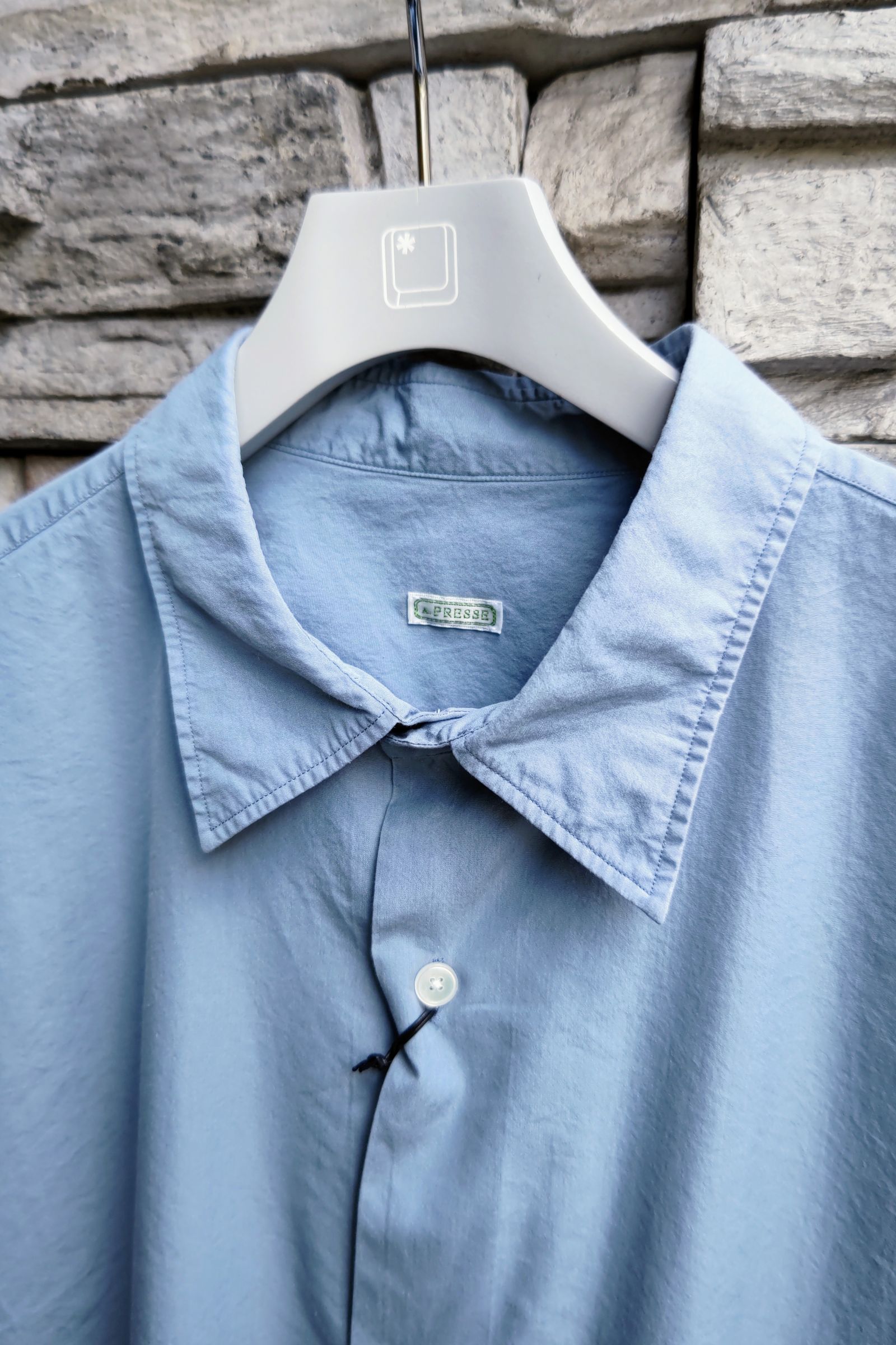 A.PRESSE - regular collar shirt -indigo- 23ss | asterisk