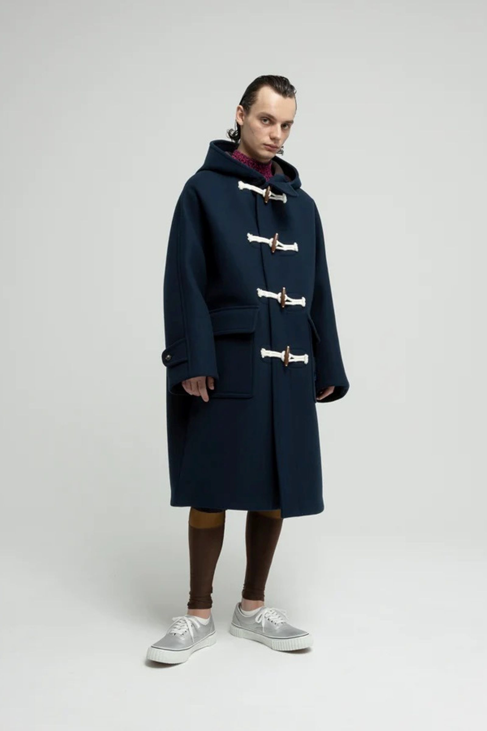 FUMITO GANRYU - vintage modern duffle coat -navy- 22aw