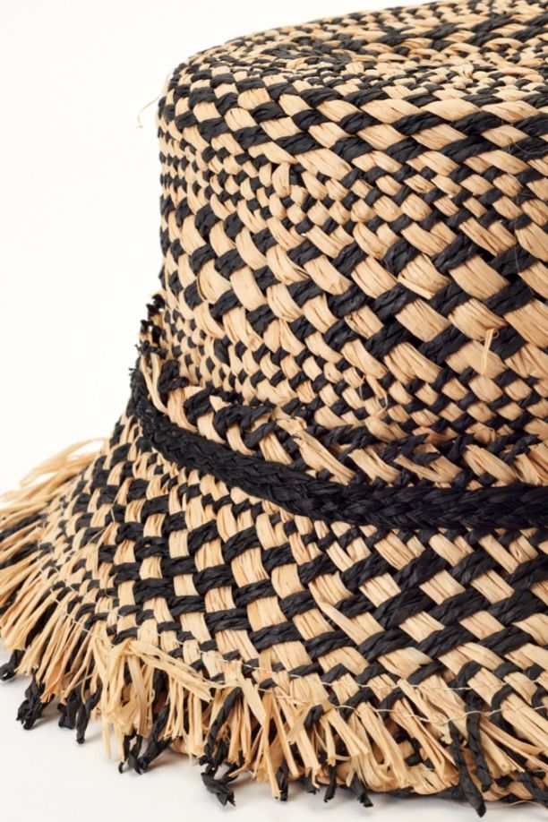 KIJIMA TAKAYUKI RAFFIA & PAPER BUCKET HATblack 23ss women asterisk