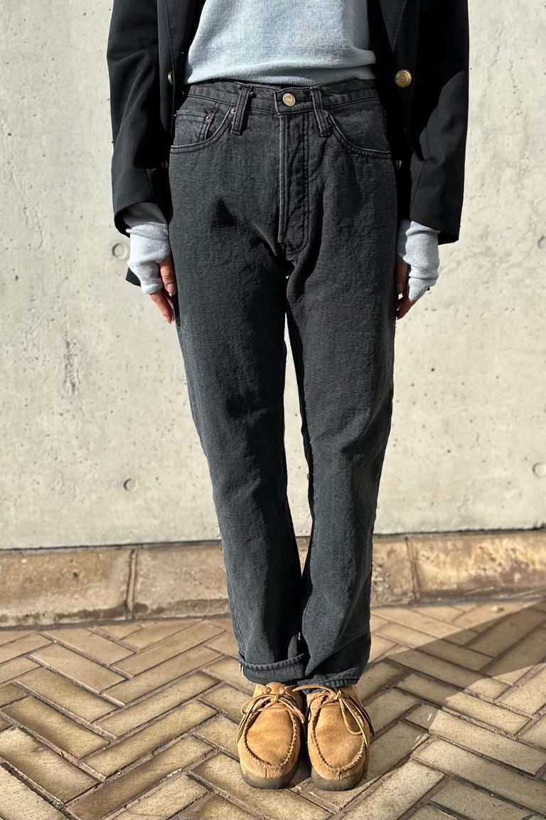 UNUSED - 12oz denim trousers-charcoal gray-23aw women- | asterisk