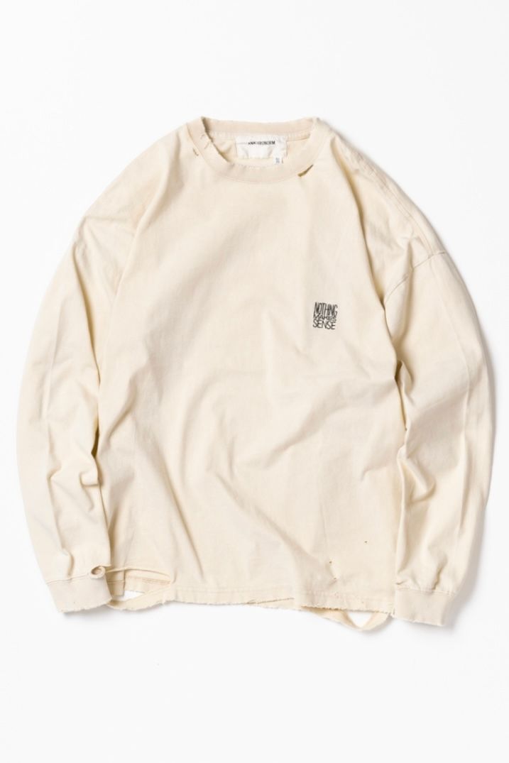 ANACHRONORM - EMBROIDERY DAMAGED L/S T-S -BLACK- 25ss | asterisk