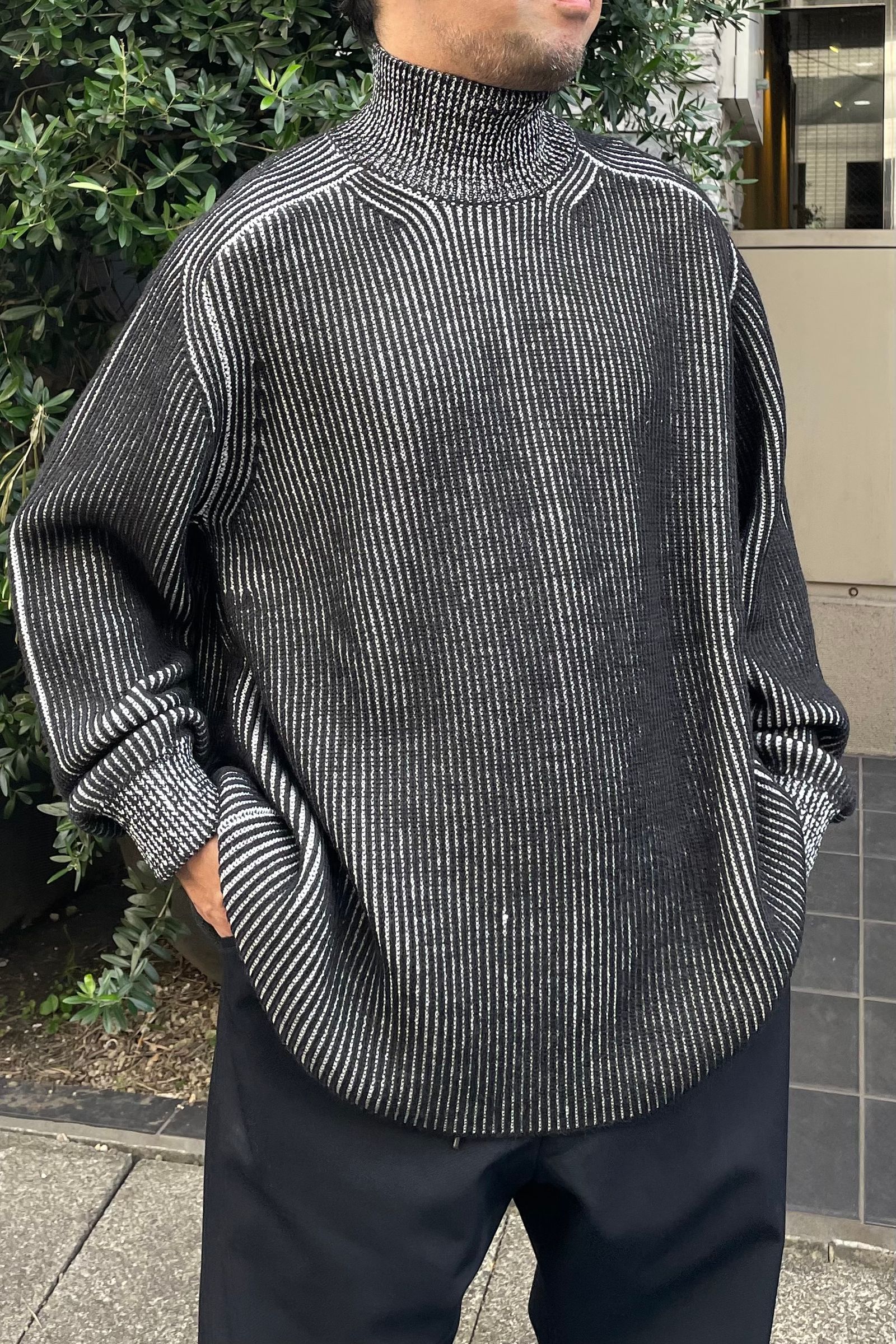 FUMITO GANRYU - ambient ribbed knit -grey×charcoal- 22aw | asterisk