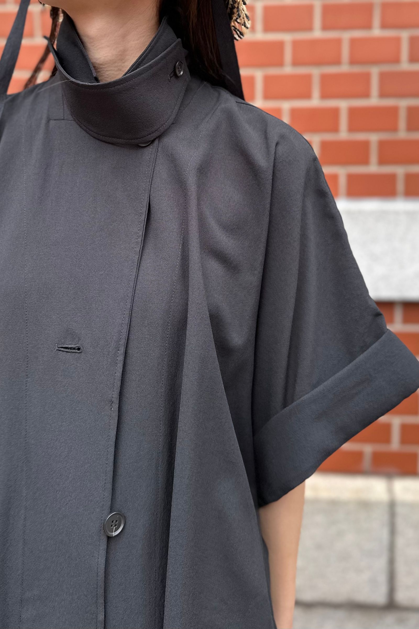 TODAYFUL - Halfsleeve Cocoon Coat -black- 23ss | asterisk