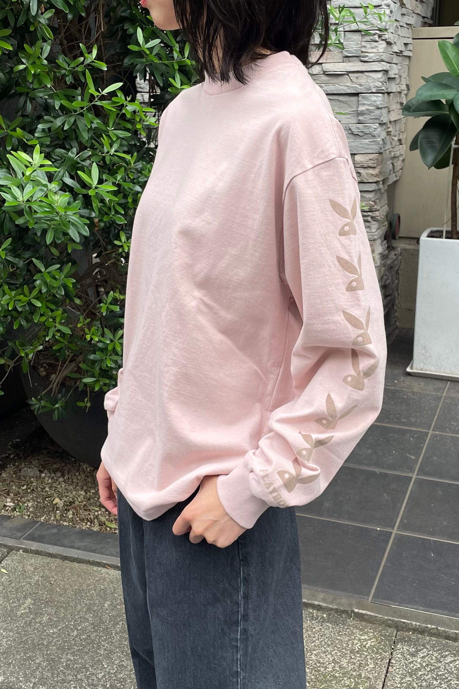 UNUSED - xPLAYBOY print Long-sleeve T-shirt -pink- 23aw women