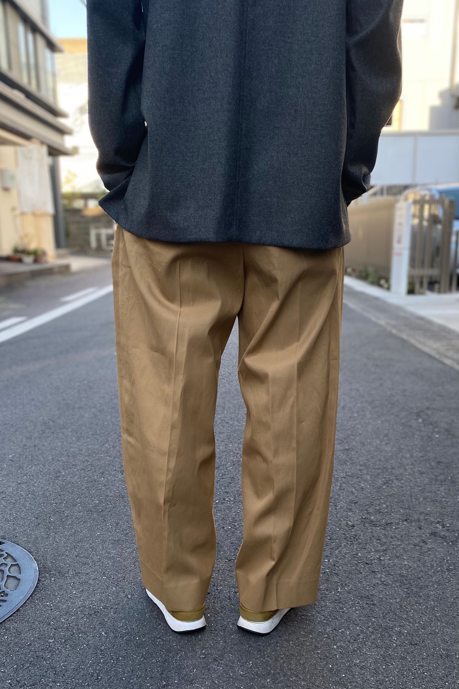 blurhms - dry gabardine super wide easy slacks-beige- 22ss men 