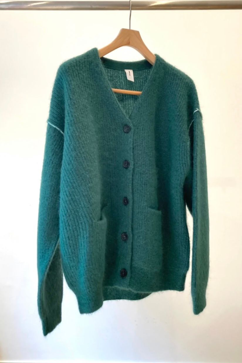 MEIAS - super kid mohair v cardigan -green- 22aw unisex | asterisk
