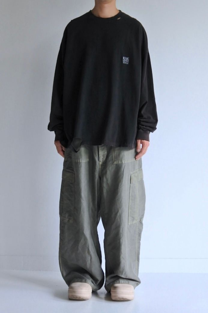 ANACHRONORM - EMBROIDERY DAMAGED L/S T-S -BLACK- 25ss | asterisk