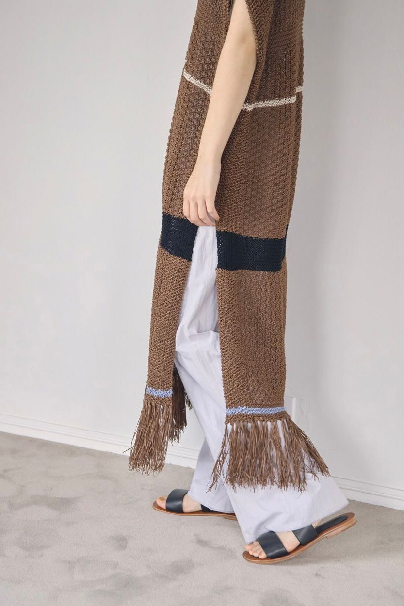 TODAYFUL - Fringe Pattern Knitvest-brown- 22ss | asterisk