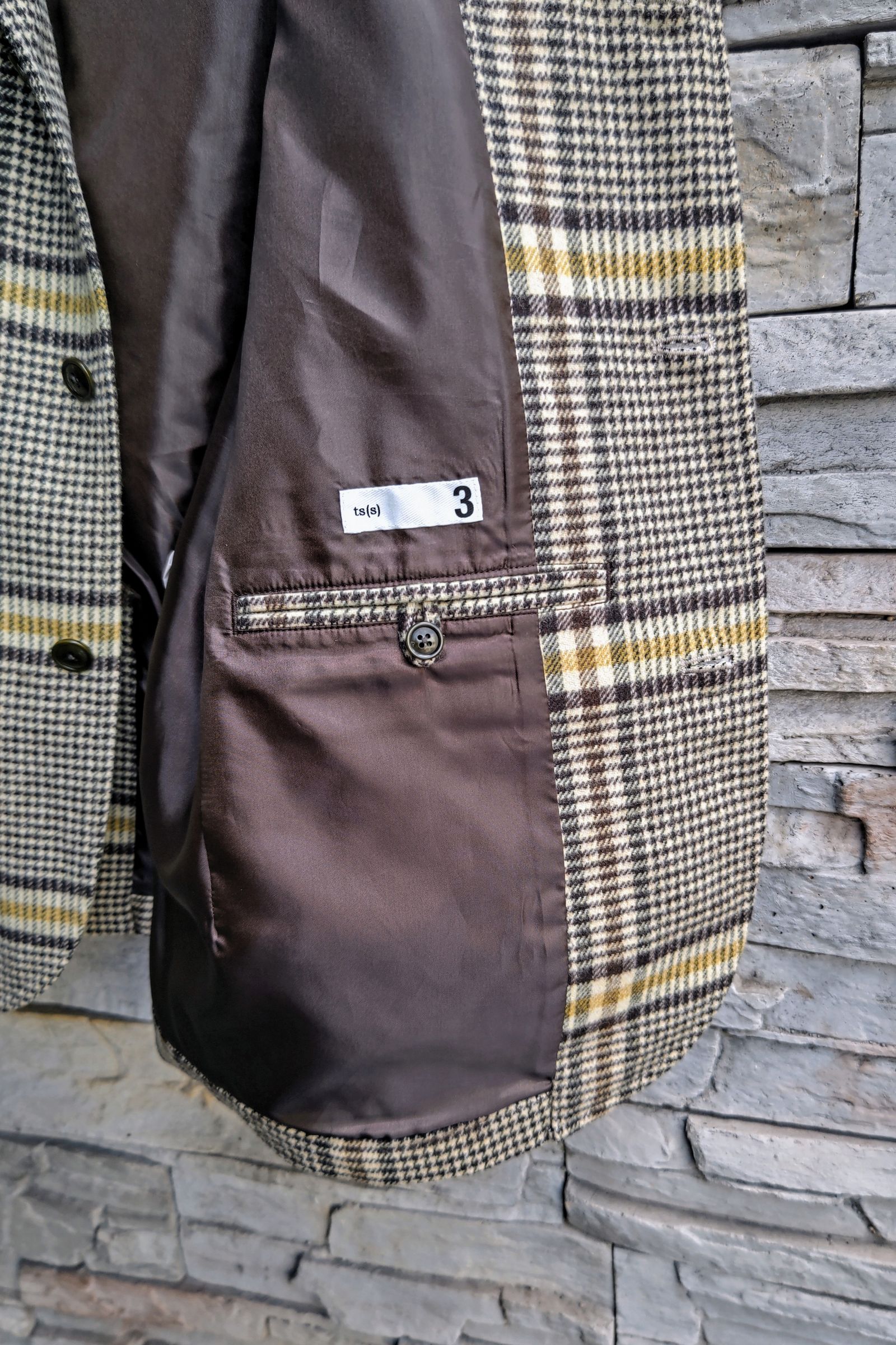 ts(s) - Color Glen Plaid Wool Blend Melton Cloth 4+1 Patch Pocket Jacket  -brown*yellow- 23aw | asterisk