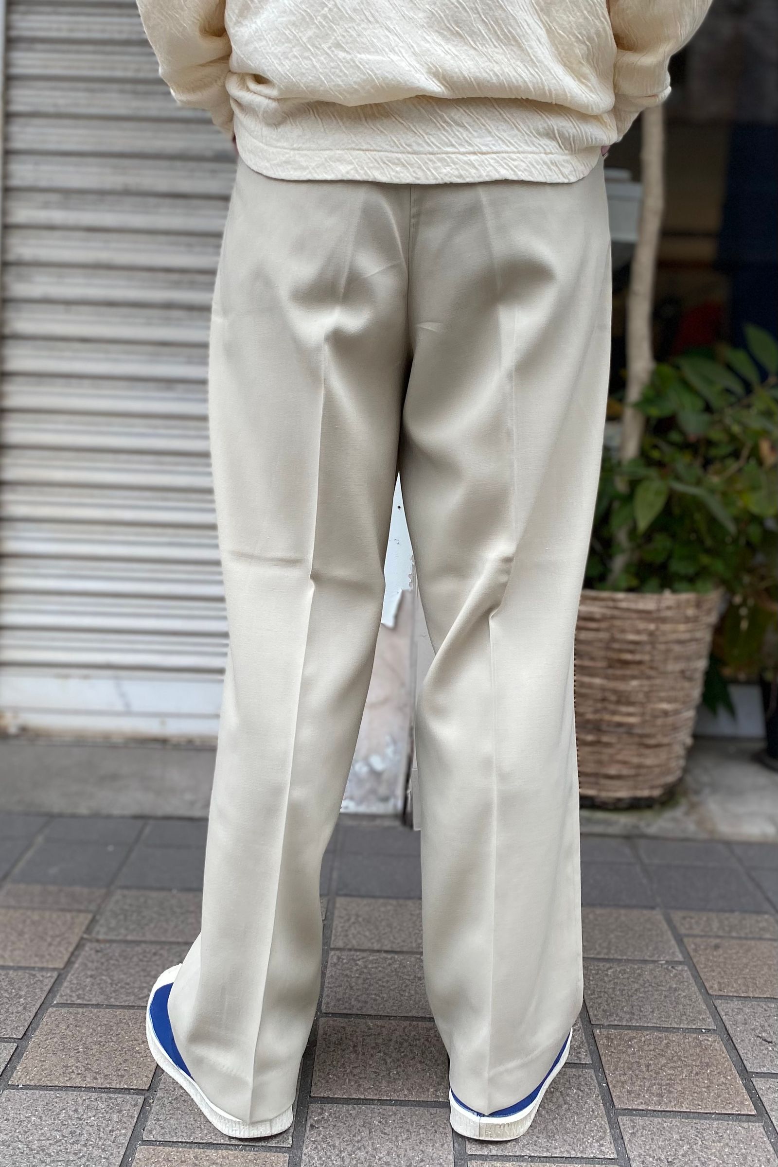 FARAH - 2タックワイドパンツ/T/Rホップサック -beige- 23ss men