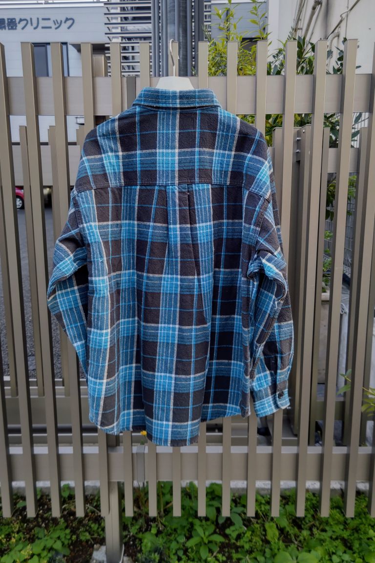 未着用 UNUSED 18AW COTTON ZIP CHECK 若けれ SHIRT