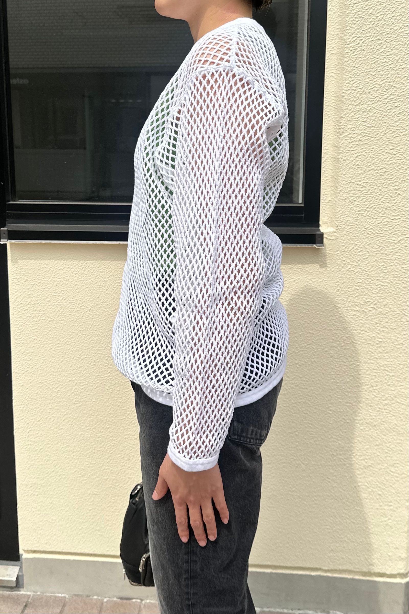 UNUSED - Mesh long Sleeve Tee -white- 24ss women | asterisk