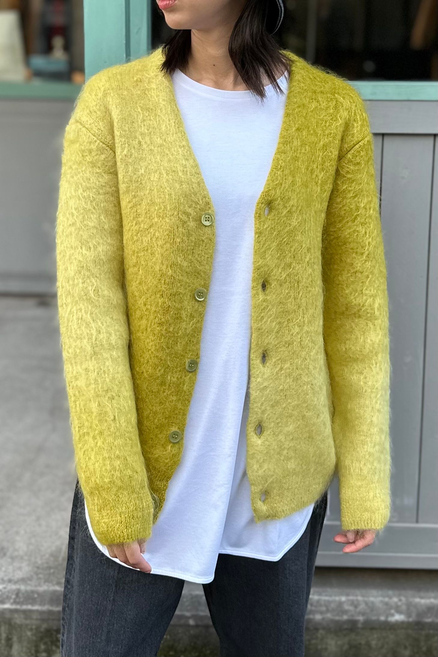 UNUSED - Gradation mohair cardigan -mustard- 23aw | asterisk