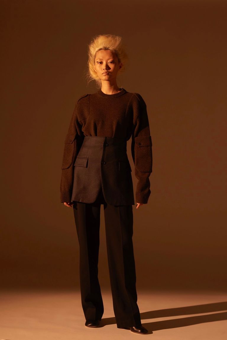 INSCRIRE - Wool Gabardine Transform Skirt -grey(chalk stripe  