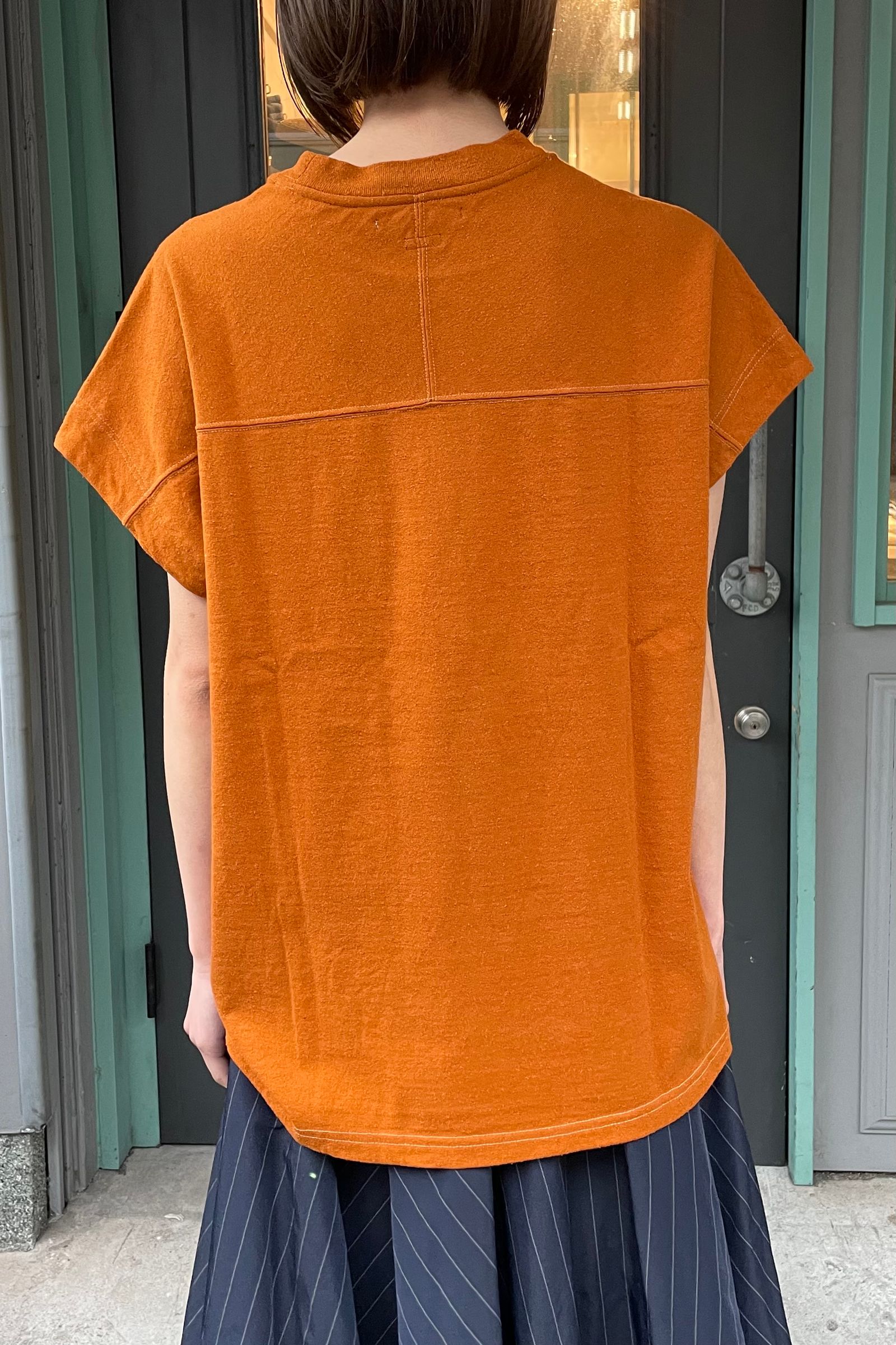 blurhms - C/Silk Nep Football French sleeve-Terracotta-23ss women