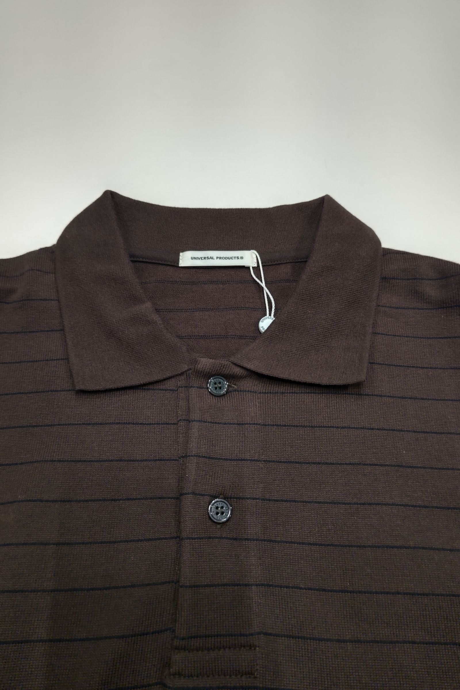 UNIVERSAL PRODUCTS - border l/s polo - brown-22aw men 