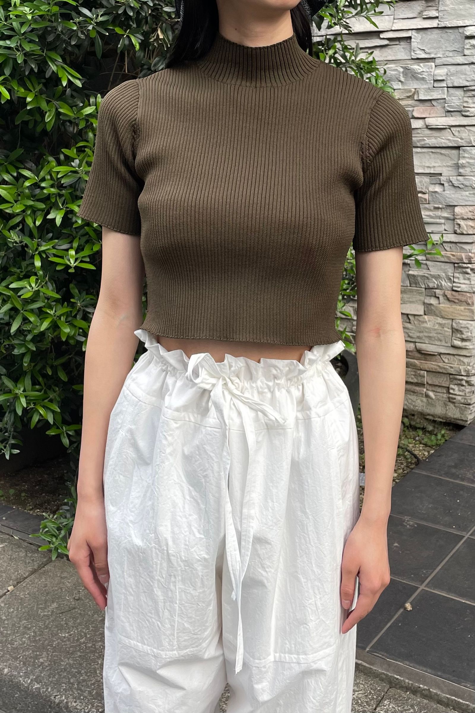 IIROT - rib cropped knit tops -olive- 23ss | asterisk