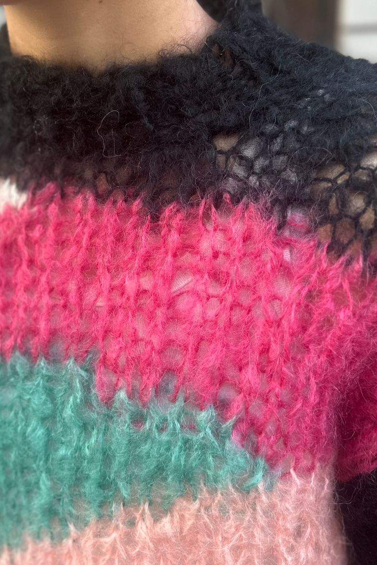 UNUSED - Mohair pullover knit モヘアニット-GREEN MULTI- 24aw 