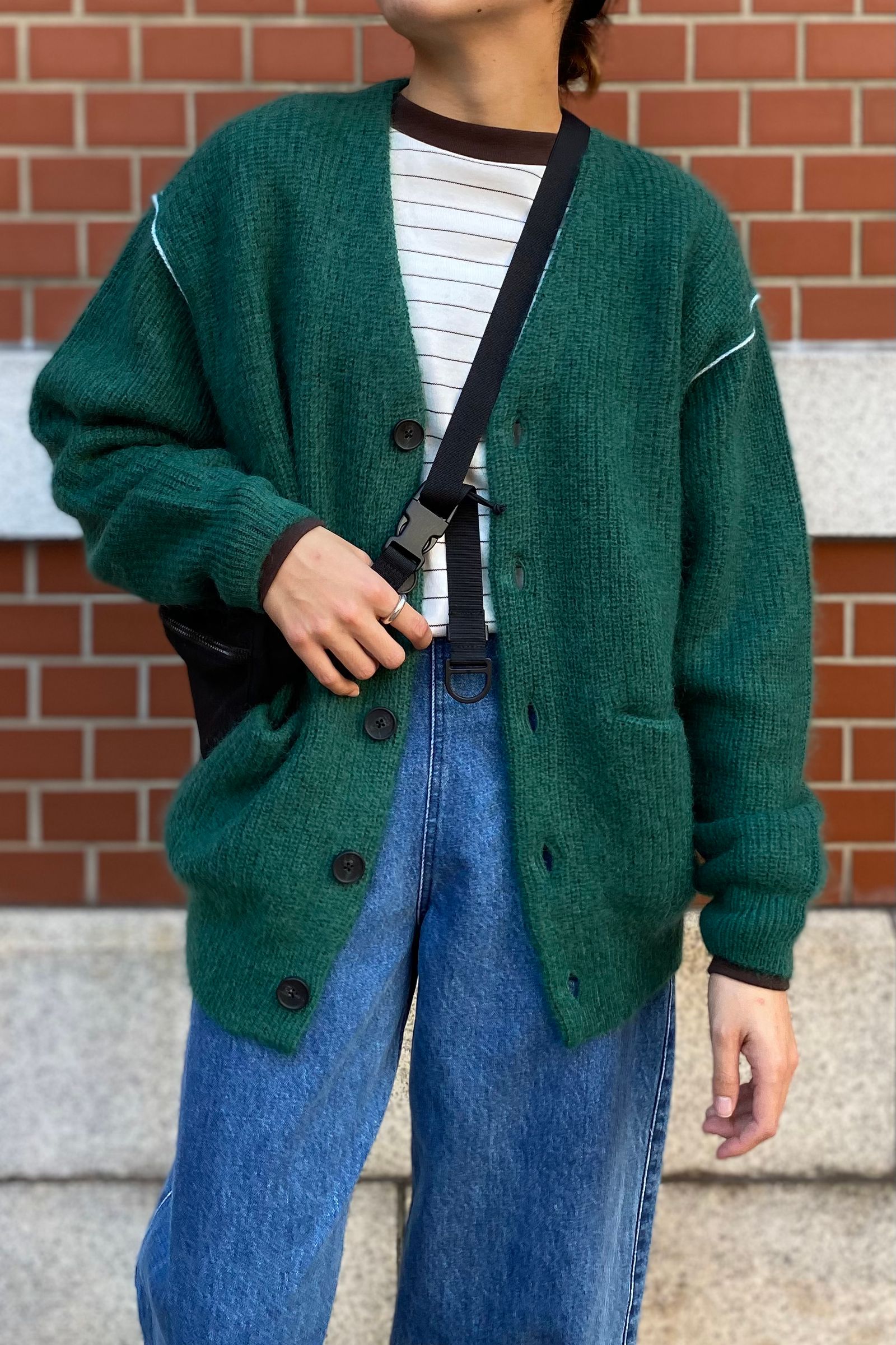 MEIAS - super kid mohair v cardigan -green- 22aw unisex | asterisk