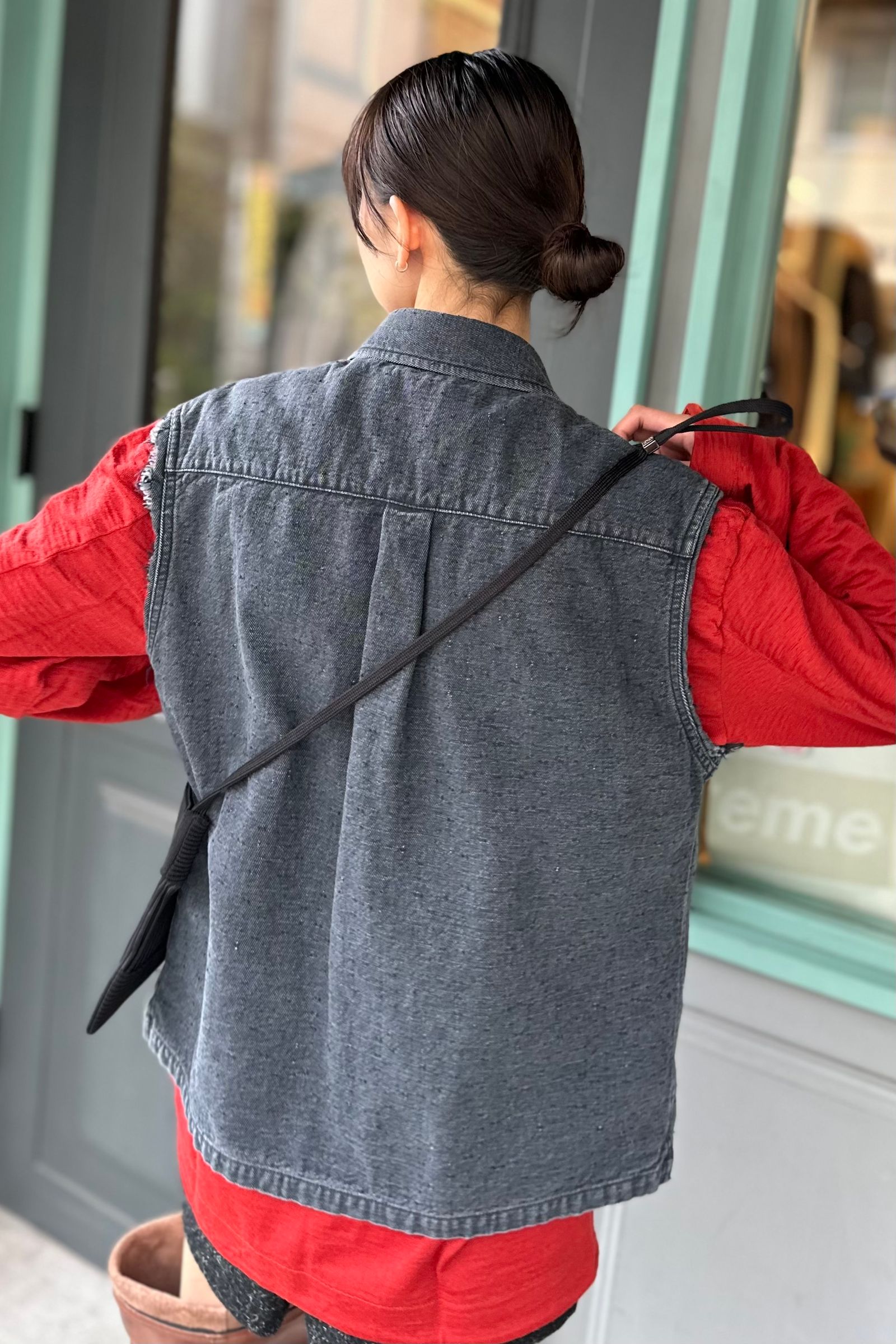 UNUSED - 12oz Sleeveless denim shirt -charcoal gray- 23aw
