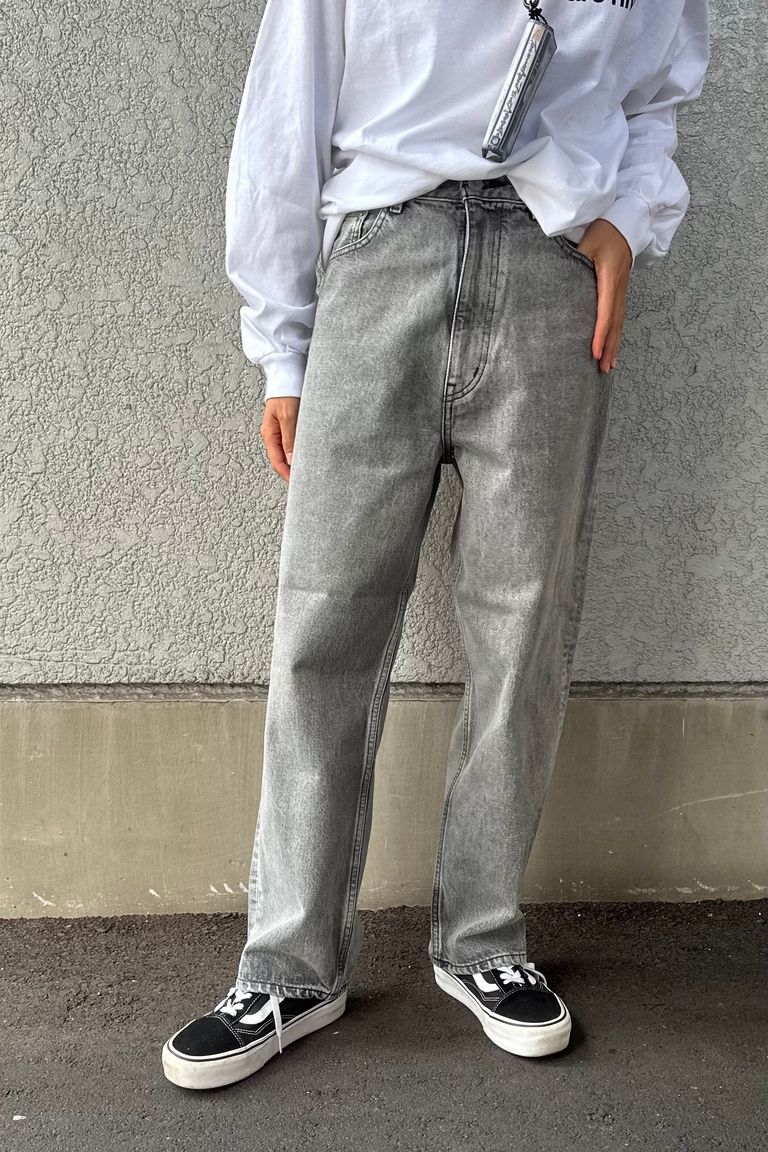 YLÈVE - 13.5oz DENIM BAGGY FADE ブラックデニムパンツ -ice black 