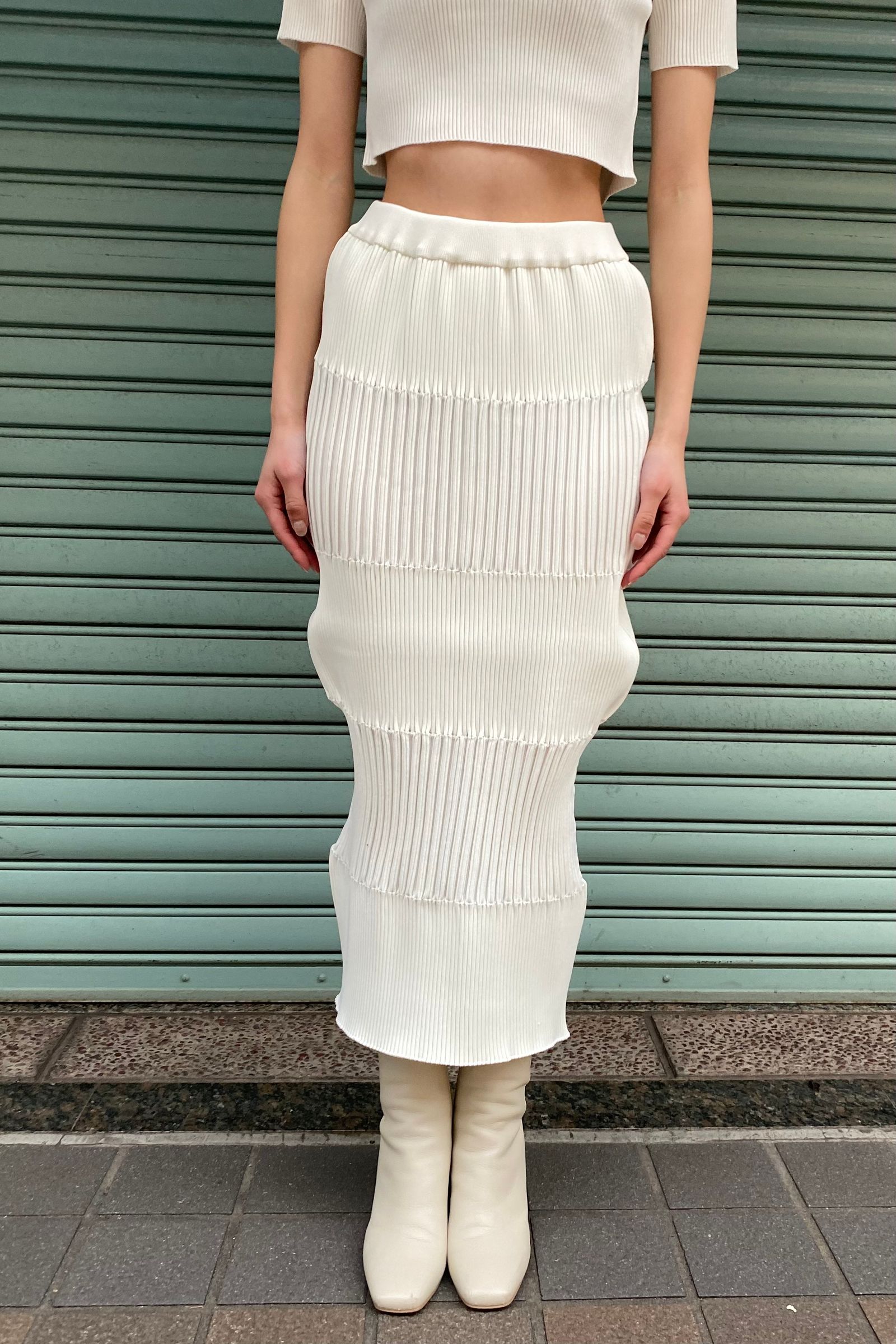 CFCL - fluted skirt 1-white-women 23ss | asterisk