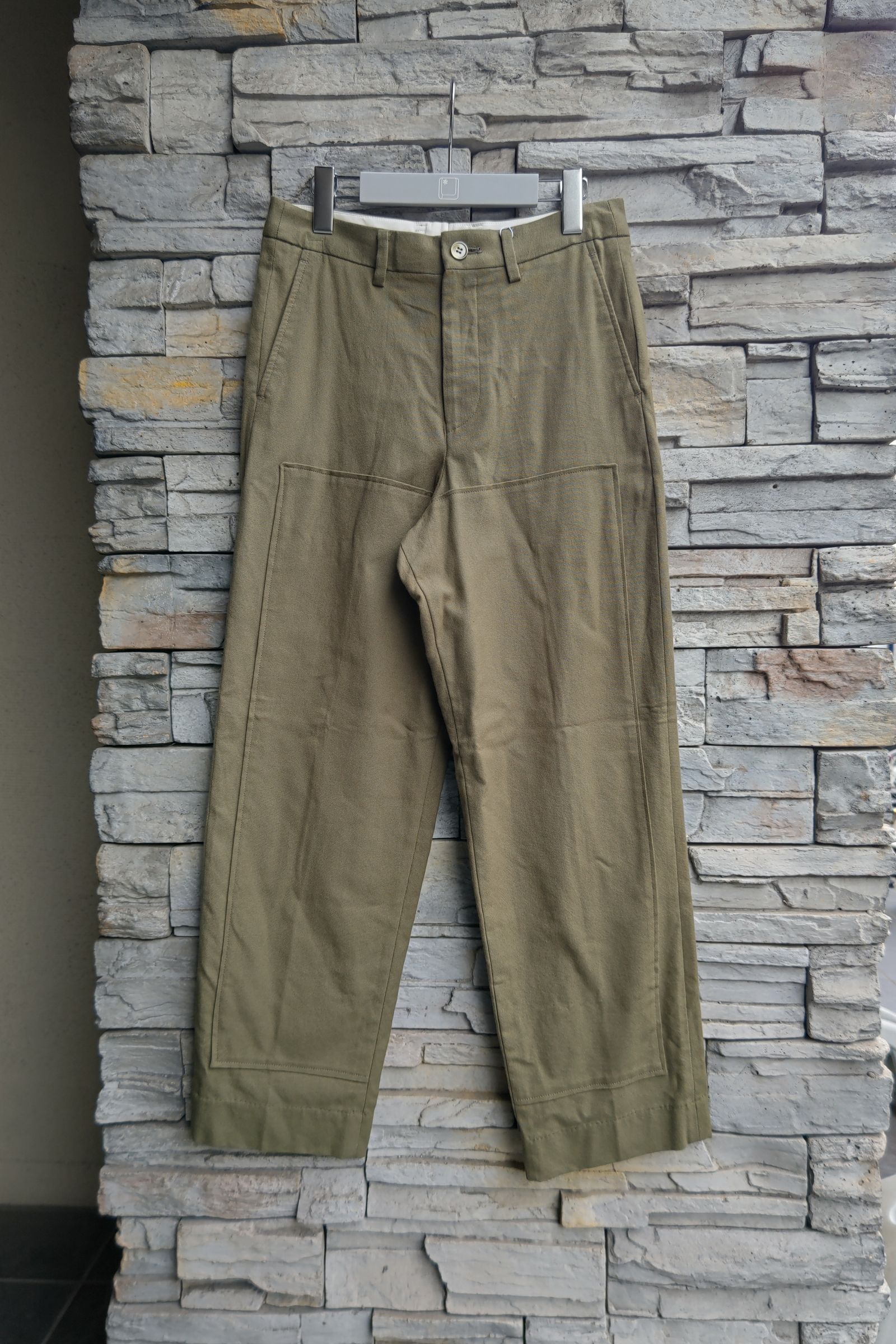 UNUSED - double knee trousers -olive- 23ss | asterisk