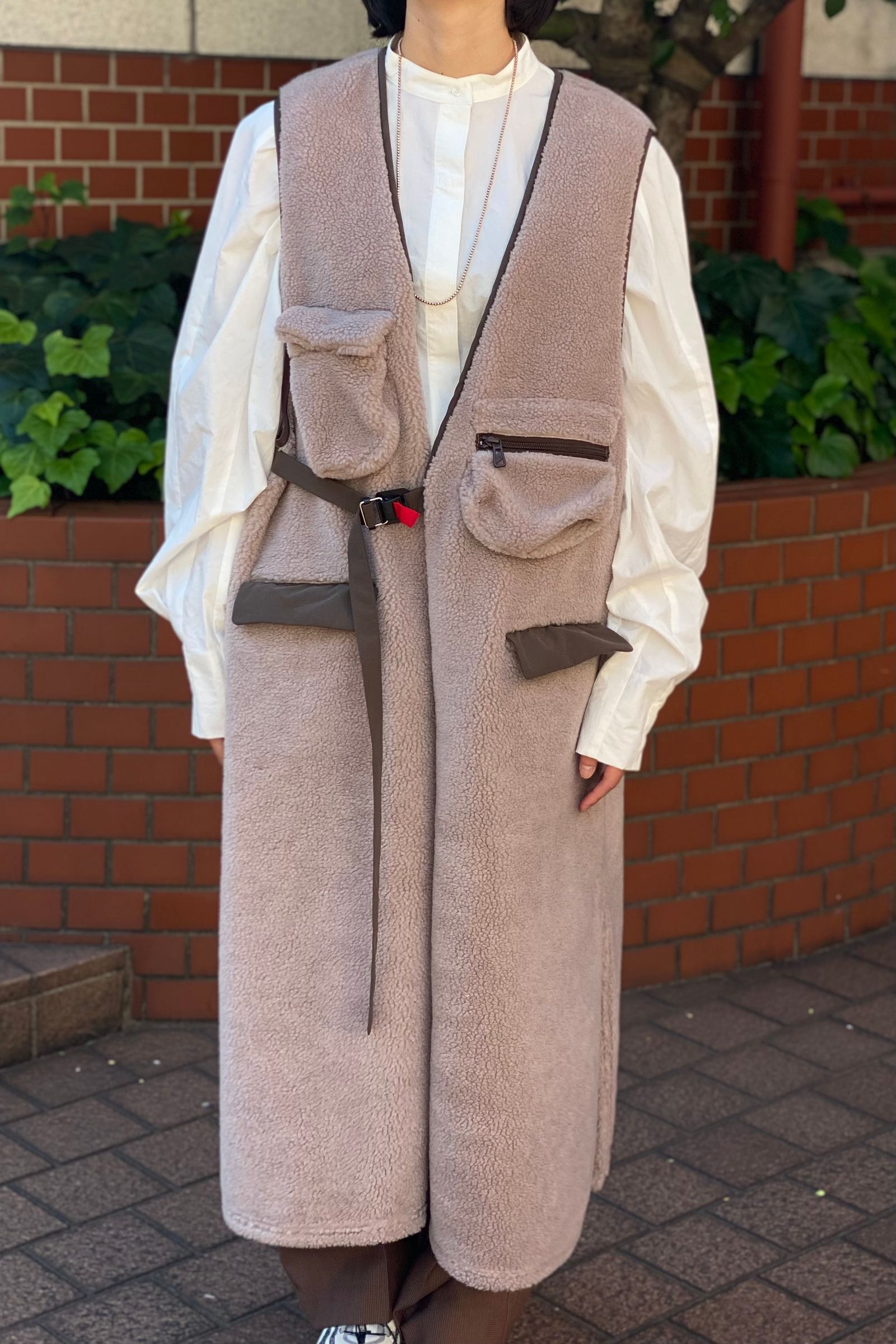 f/ce ECOPEL BOA LONG VEST エコペル ボア ロングベスト-