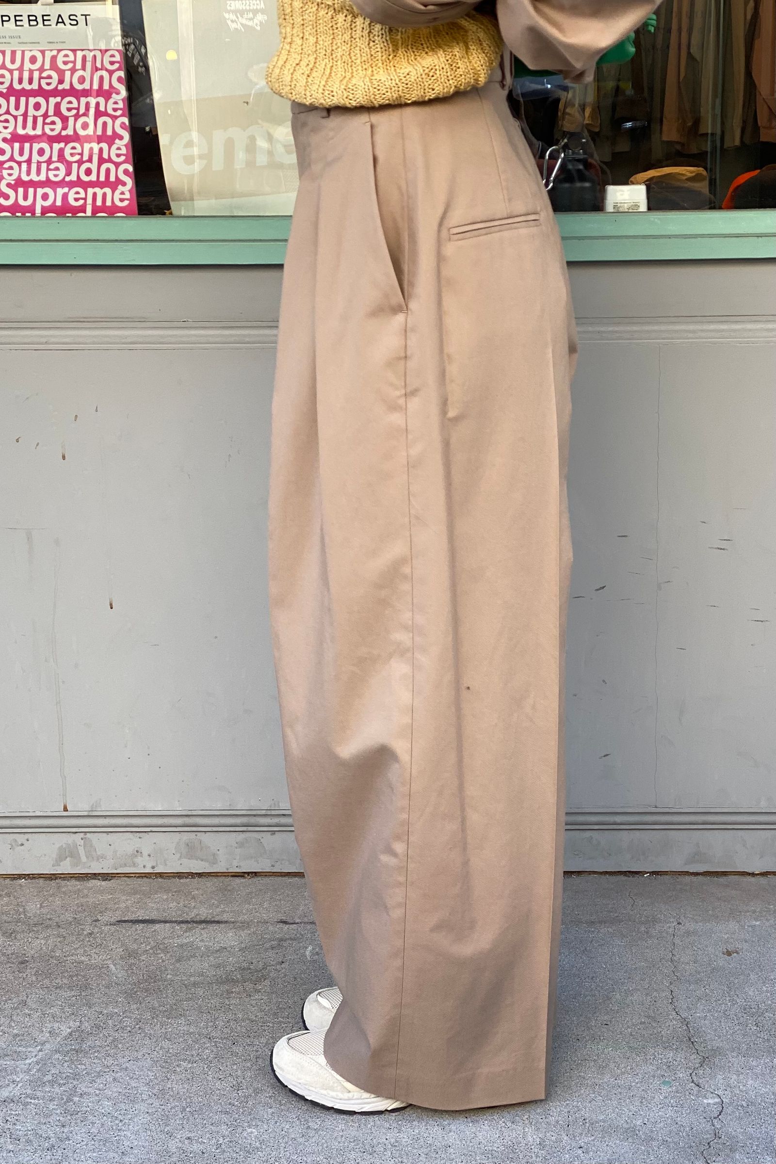 ATON - supima cloth tucked wide pants 22ss women | asterisk