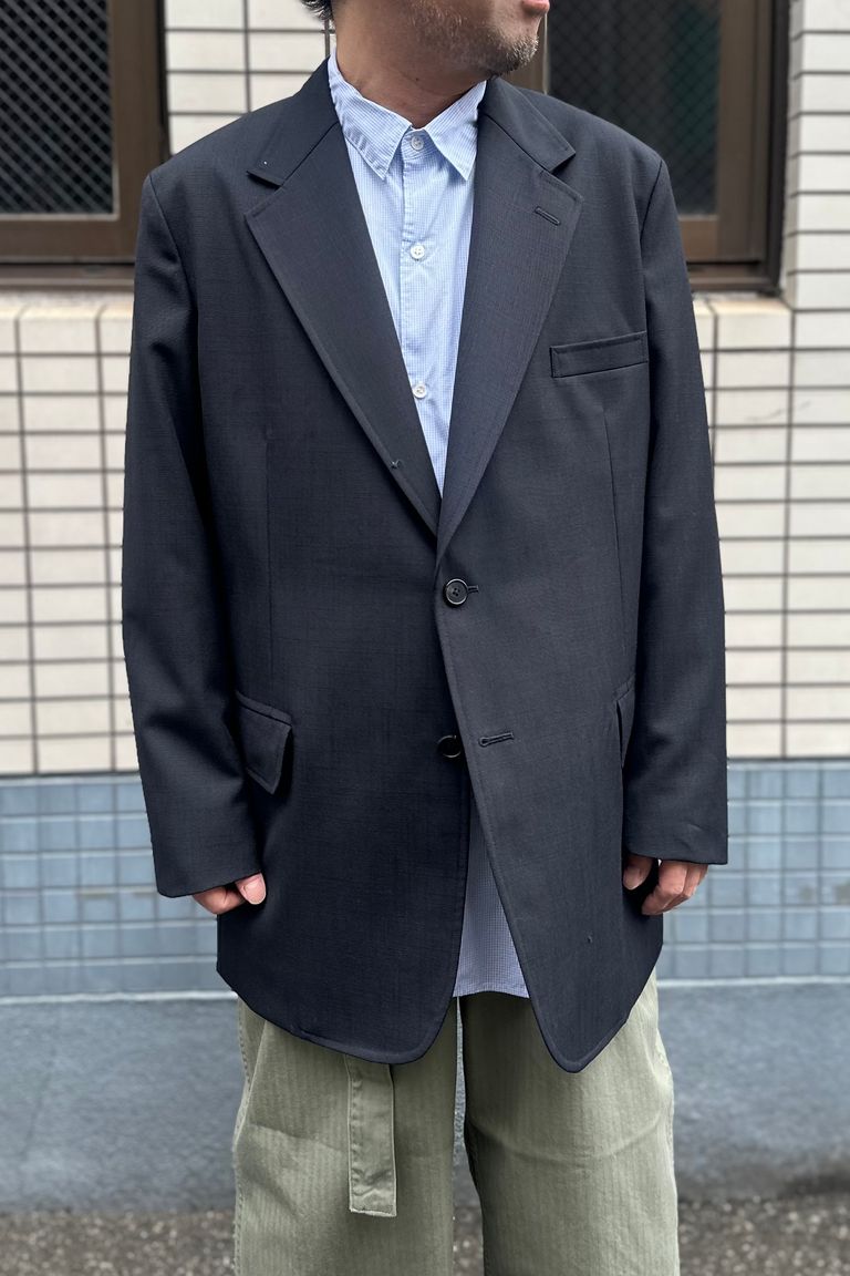 A.PRESSE - Slub wool navy blazer-navy-24ss | asterisk