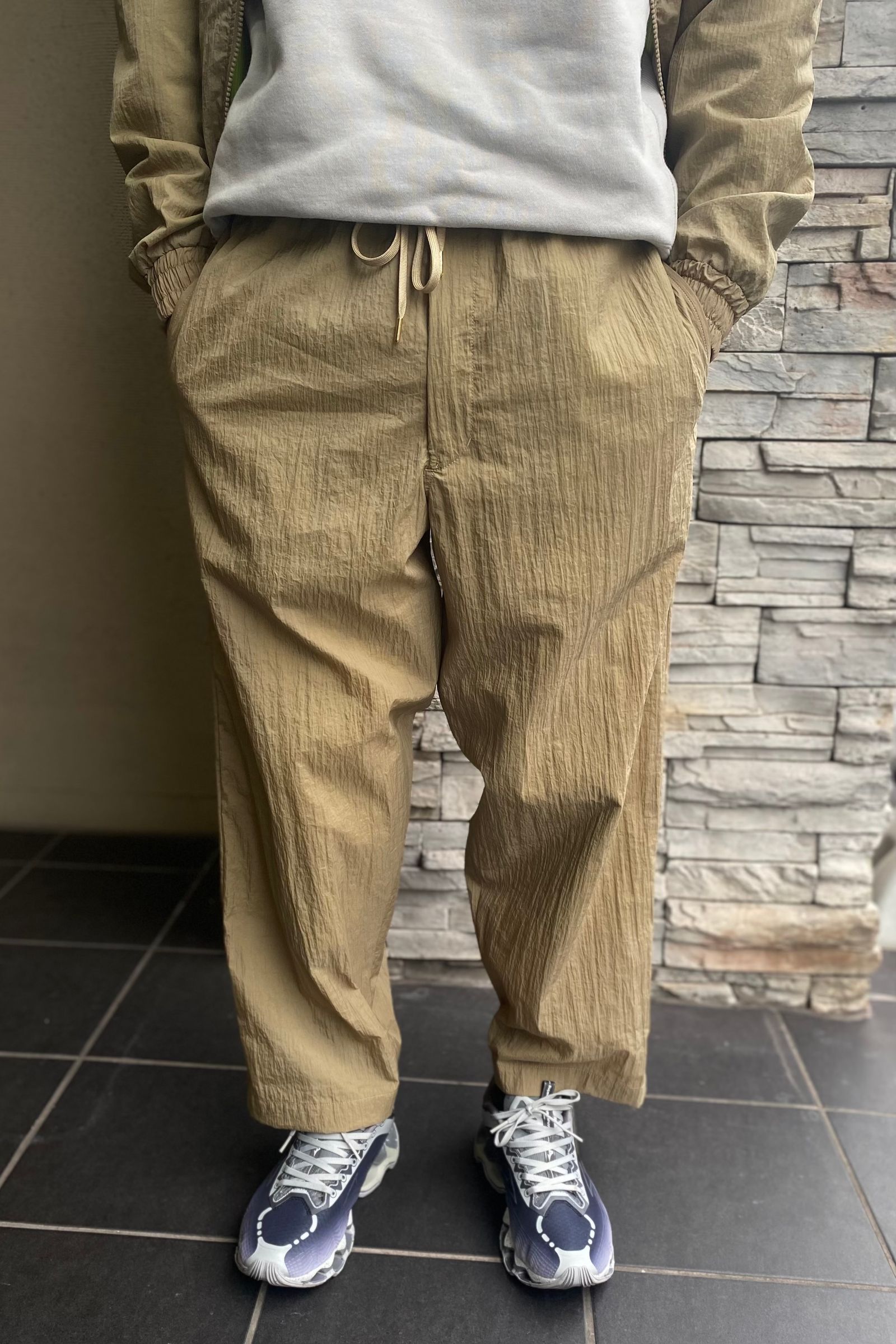 FUMITO GANRYU - windbreaker pants -beige- 22ss men | asterisk