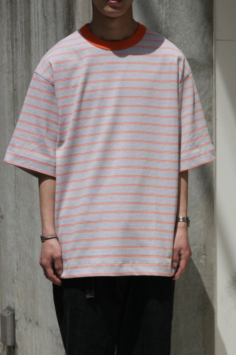 UNIVERSAL PRODUCTS - multi border s/s t-shirt -orange- 23ss | asterisk