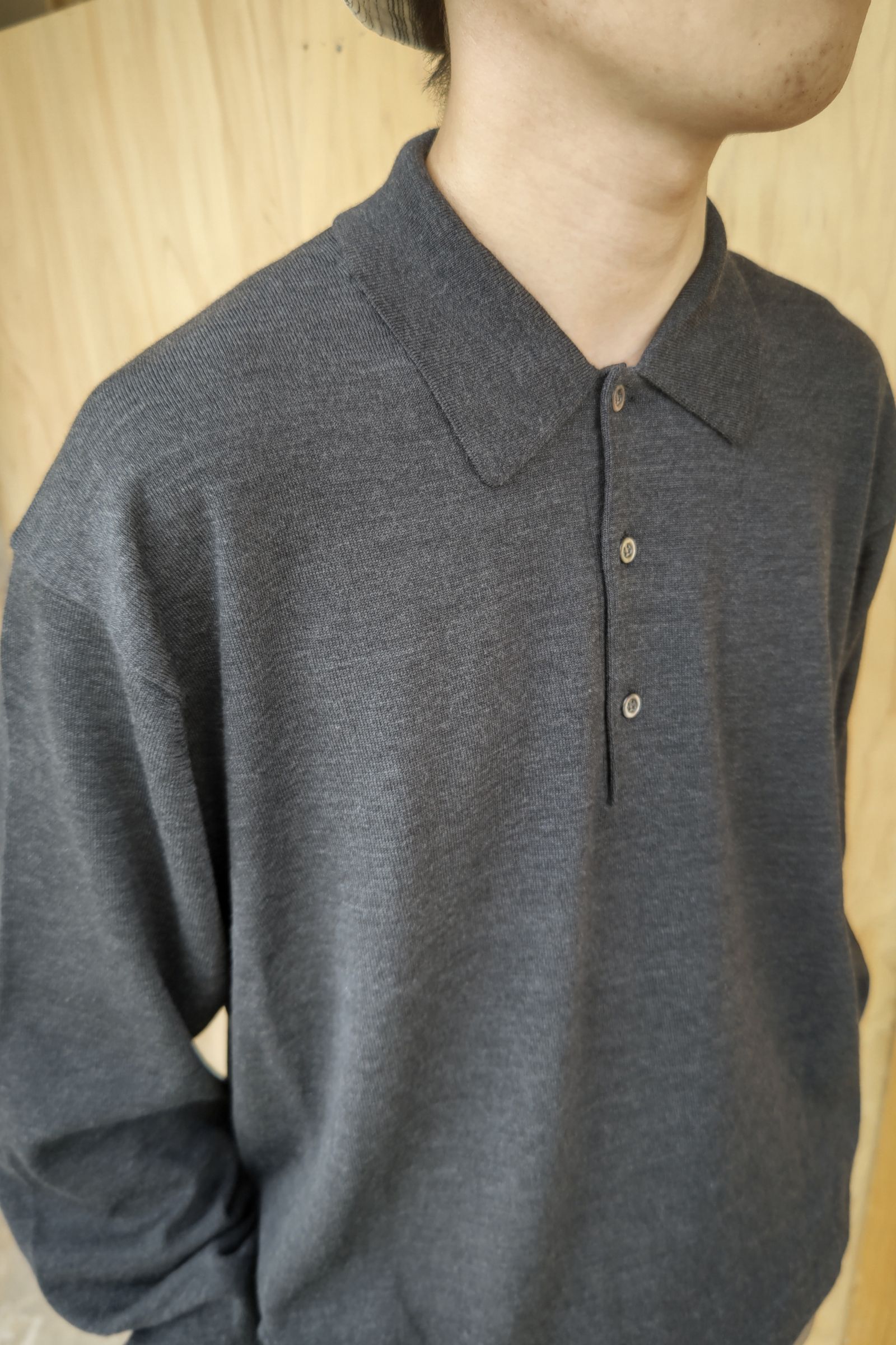 a.presse L/S Knit Polo Shirt 22AW