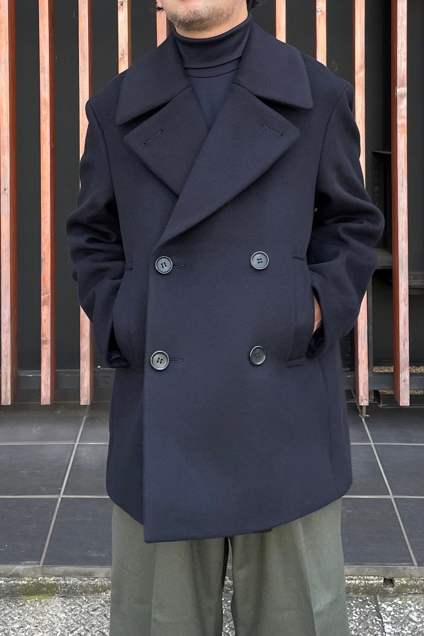 WEWILL - PEA COAT -Navy- 23aw | asterisk