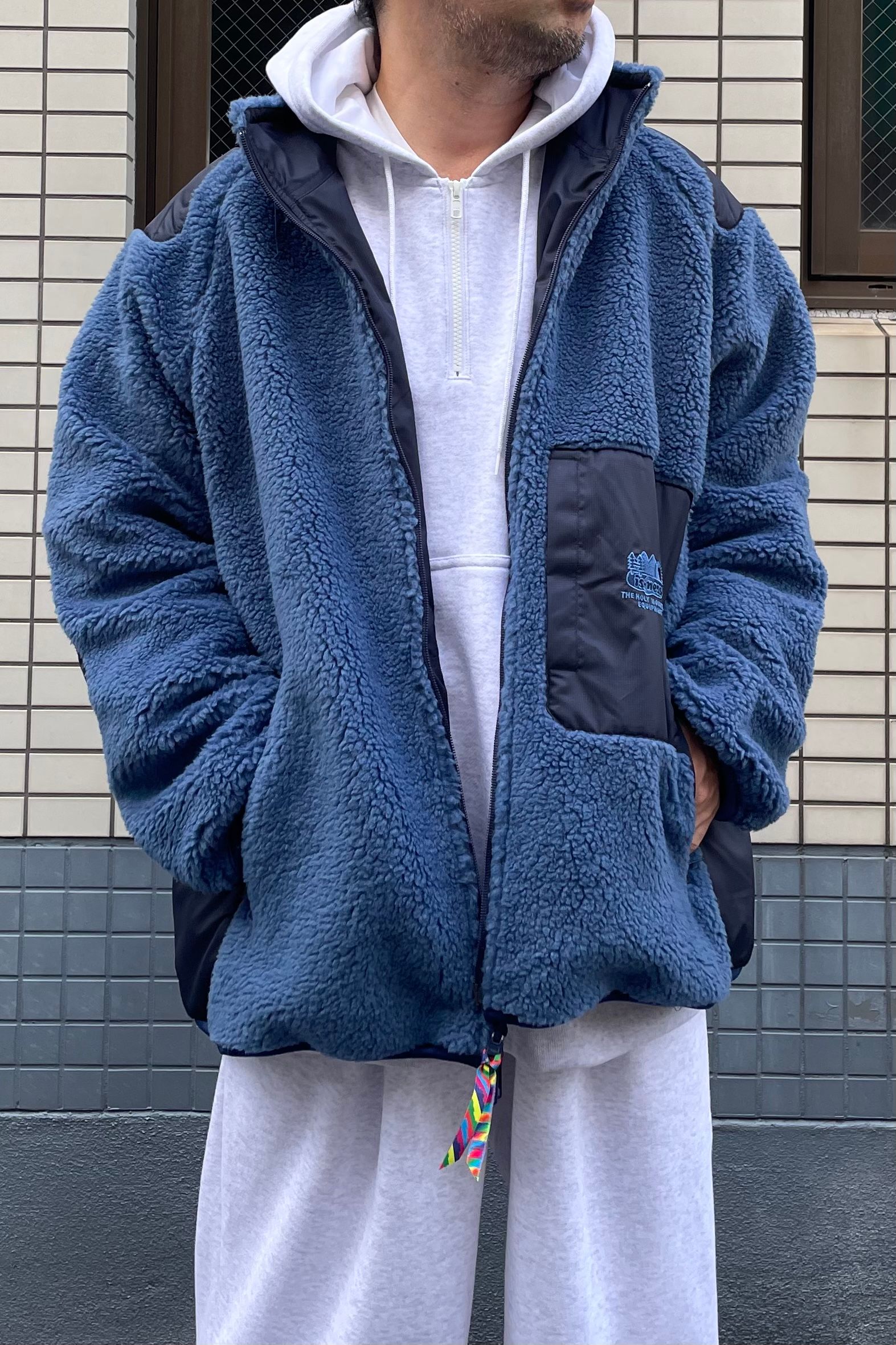 is-ness - reversible fleece jacket -navy×blue-22aw | asterisk