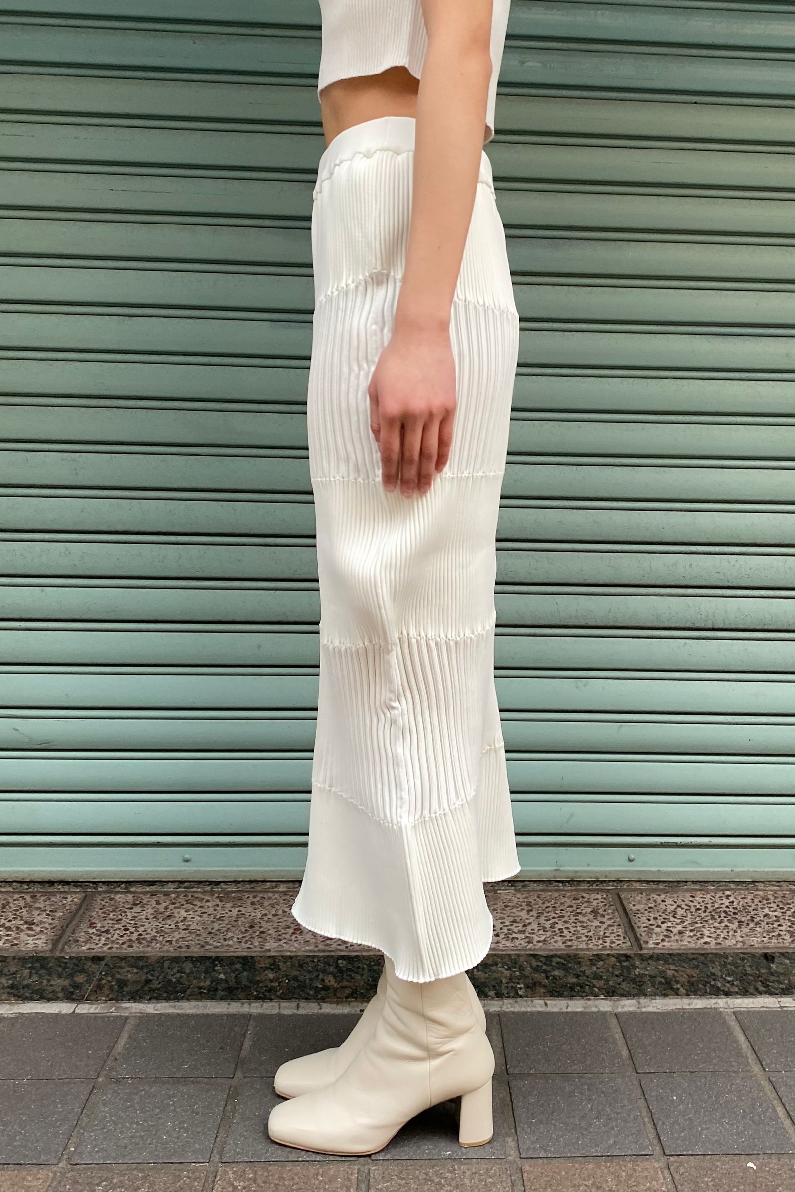 CFCL - fluted skirt 1-white-women 23ss | asterisk