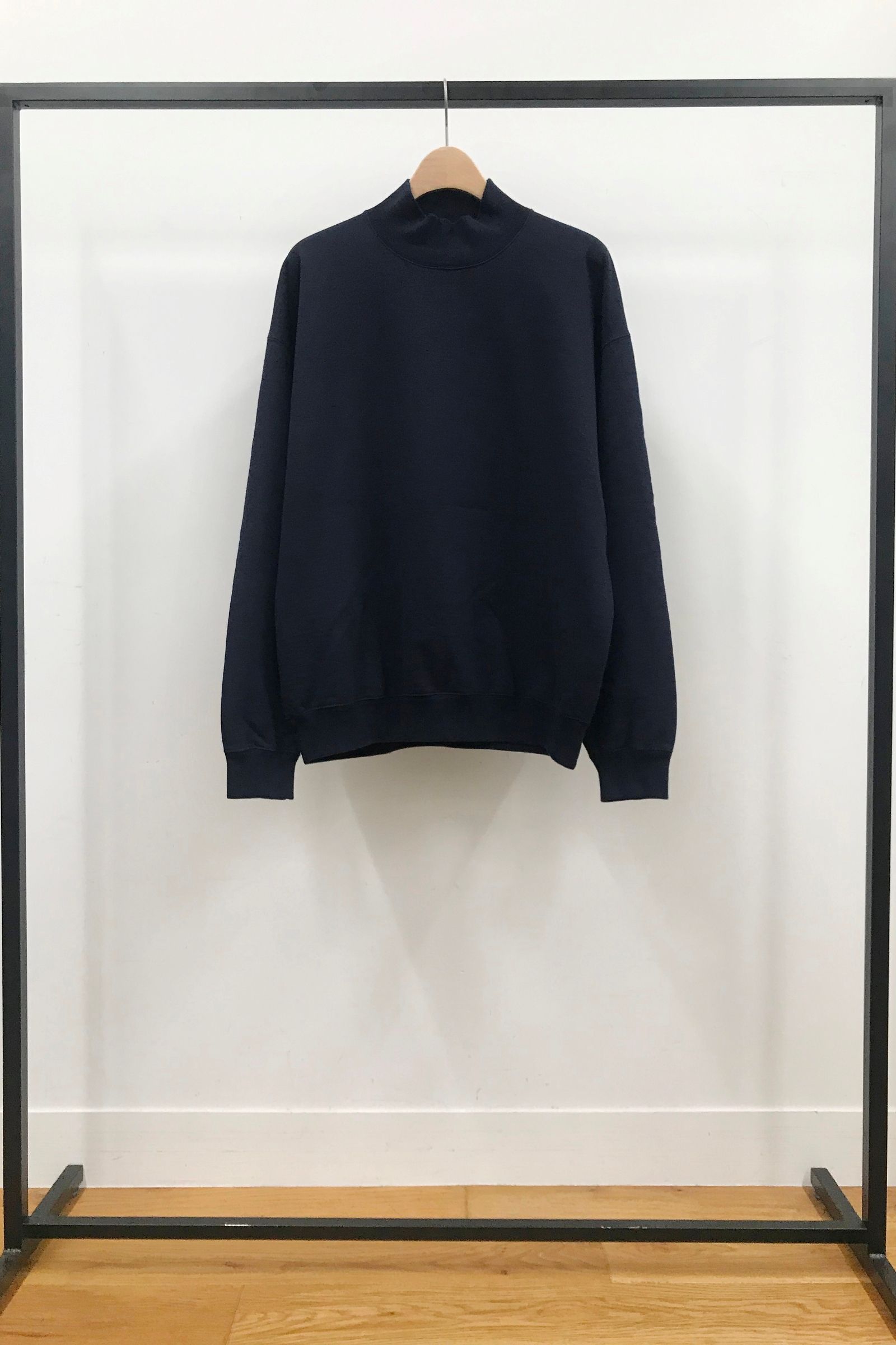 Y - organic cotton heavy weight fleece turtle neck-navy-23ss