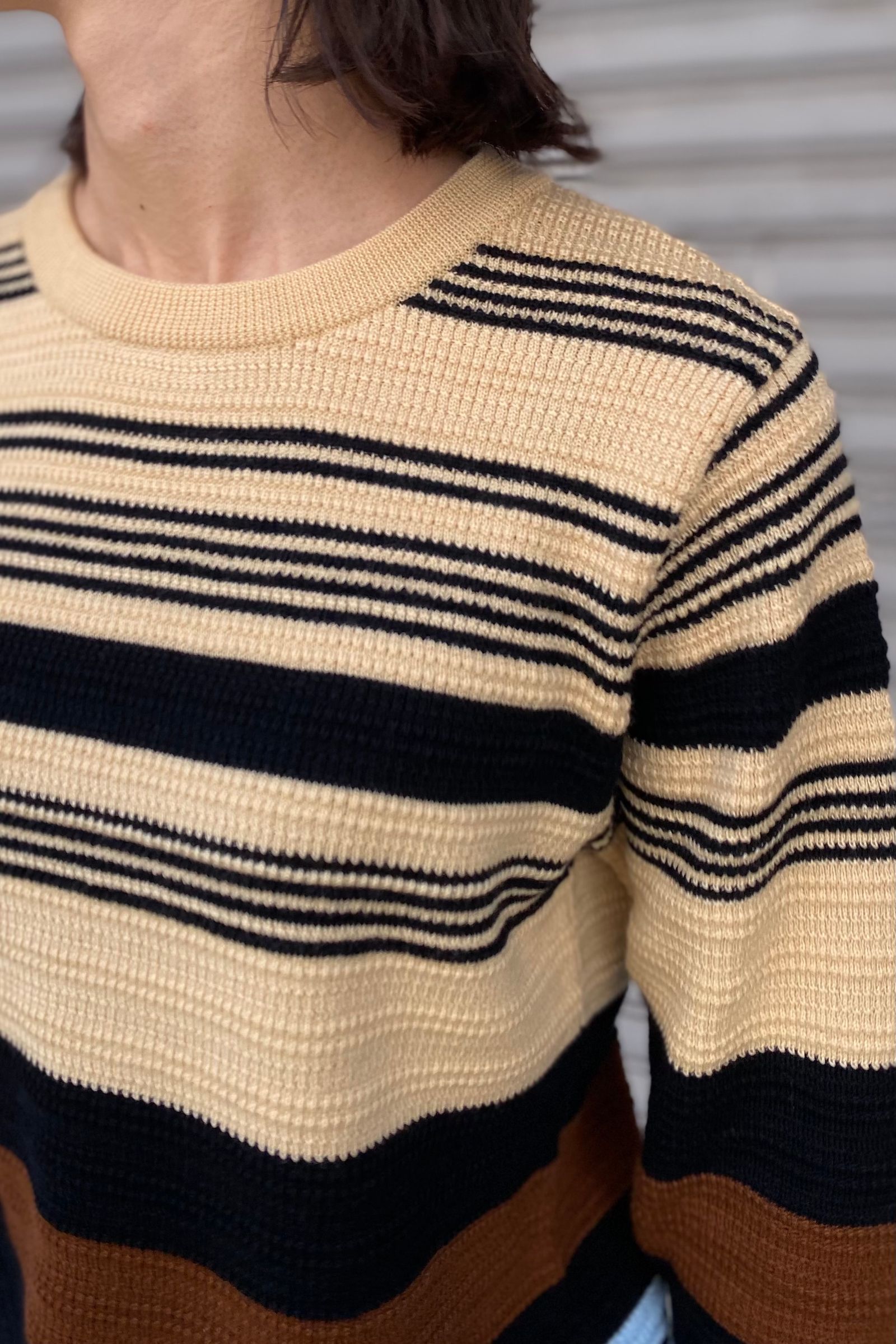 síːm - multi border knit pullover 21aw | asterisk