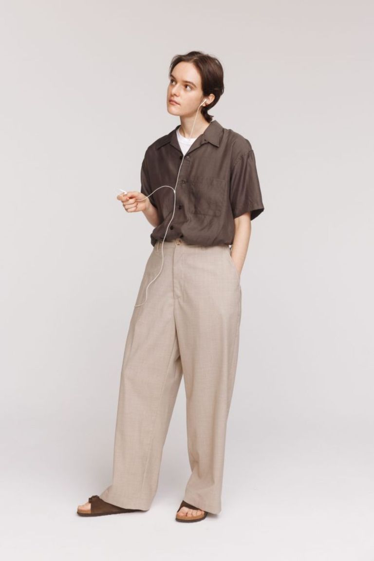 UNIVERSAL PRODUCTS - SUMMER WOOL WIDE TROUSERS- GRAYGE-25ss | asterisk