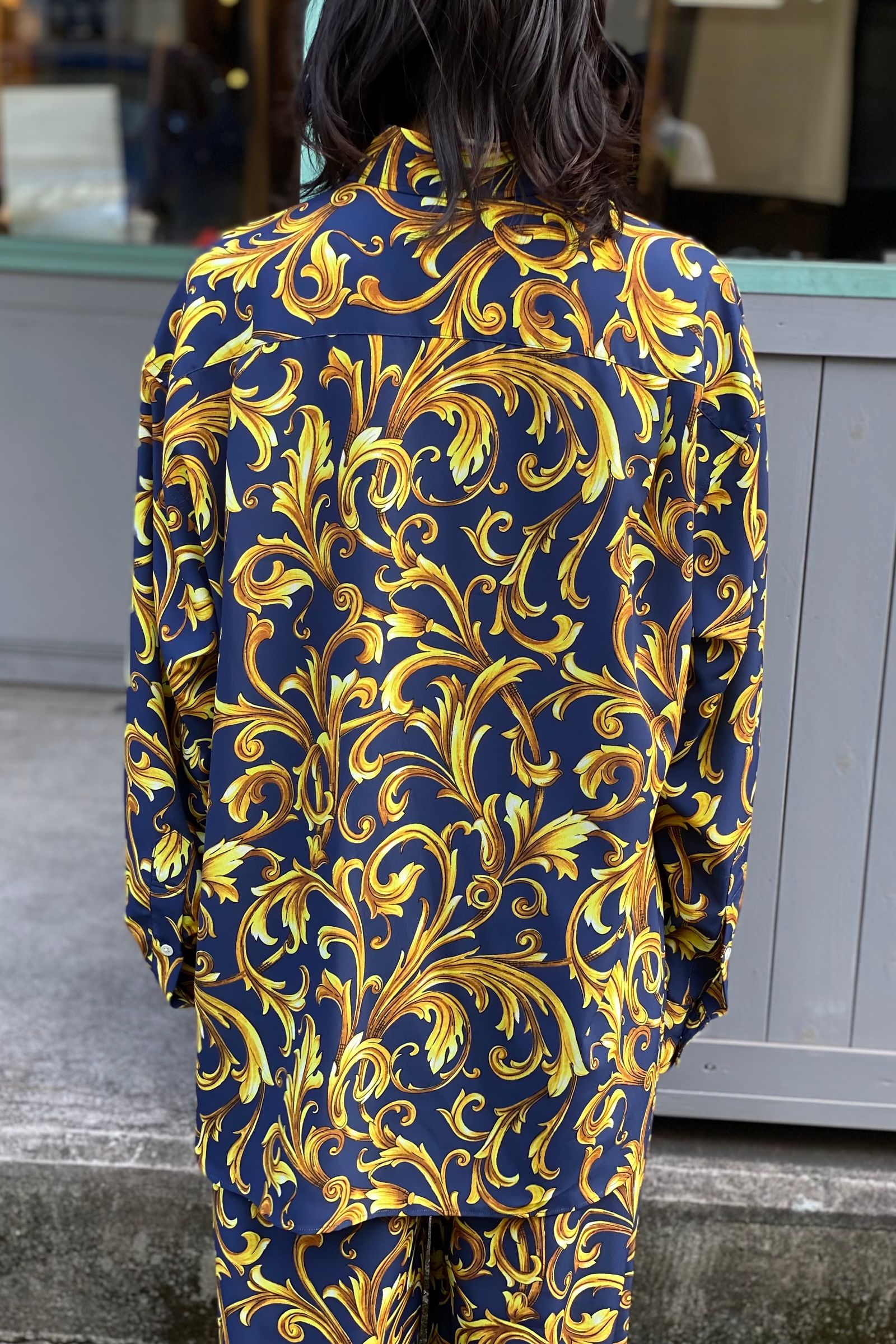 INSCRIRE - baroque shirts -navy×yellow- 22aw | asterisk