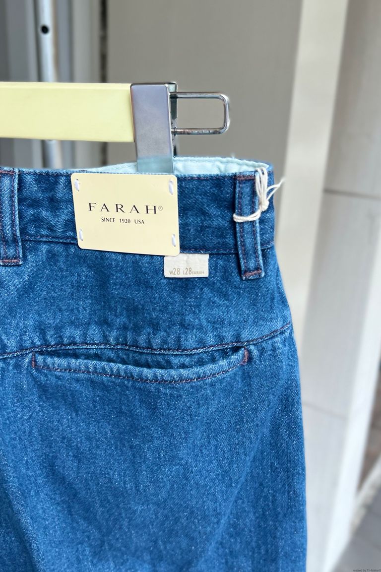 FARAH - ファーラー/1タックワイドデニム/one tuck wide pants -blue