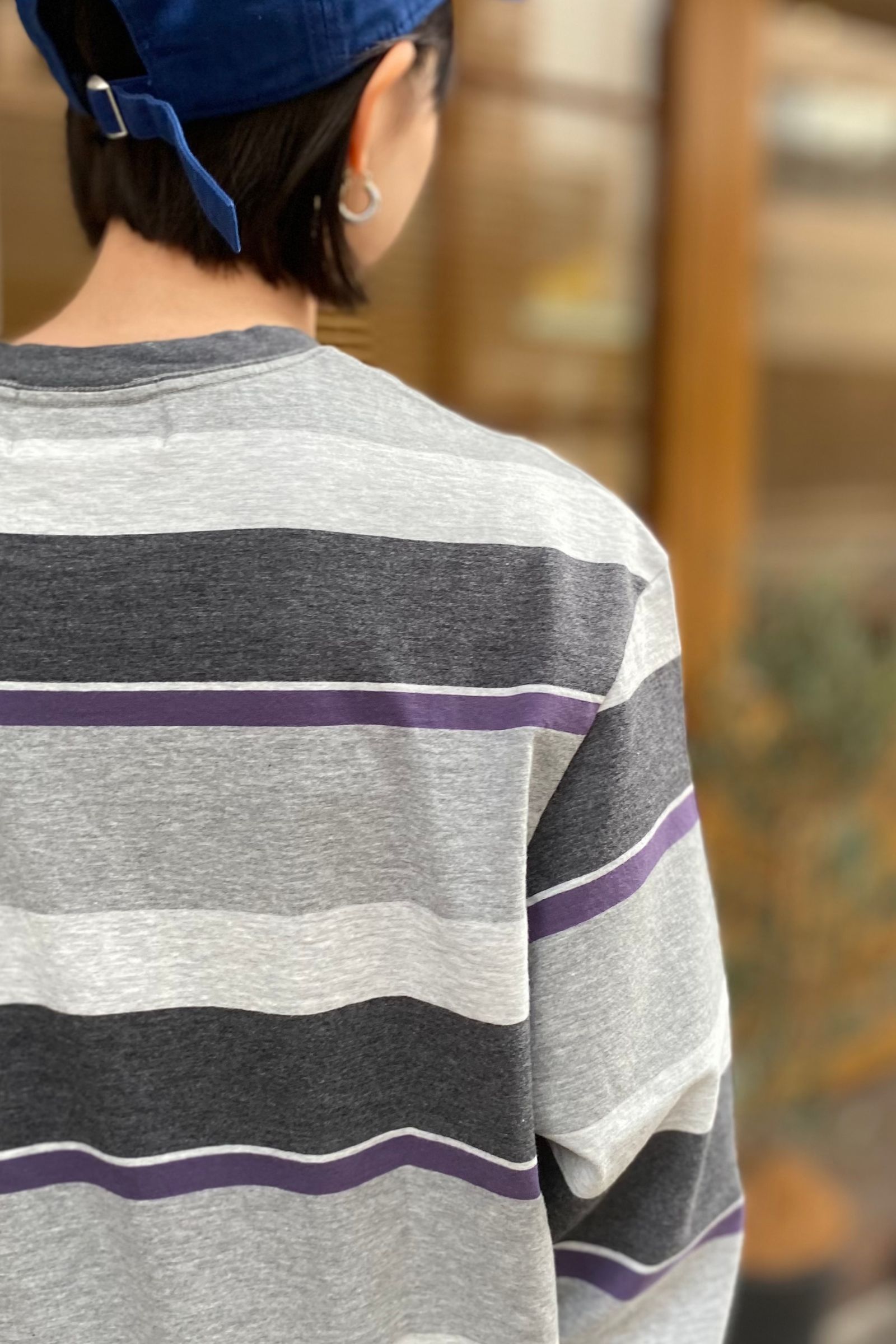 UNUSED - long-sleeve border t-shirt -purple×gray- 23ss | asterisk