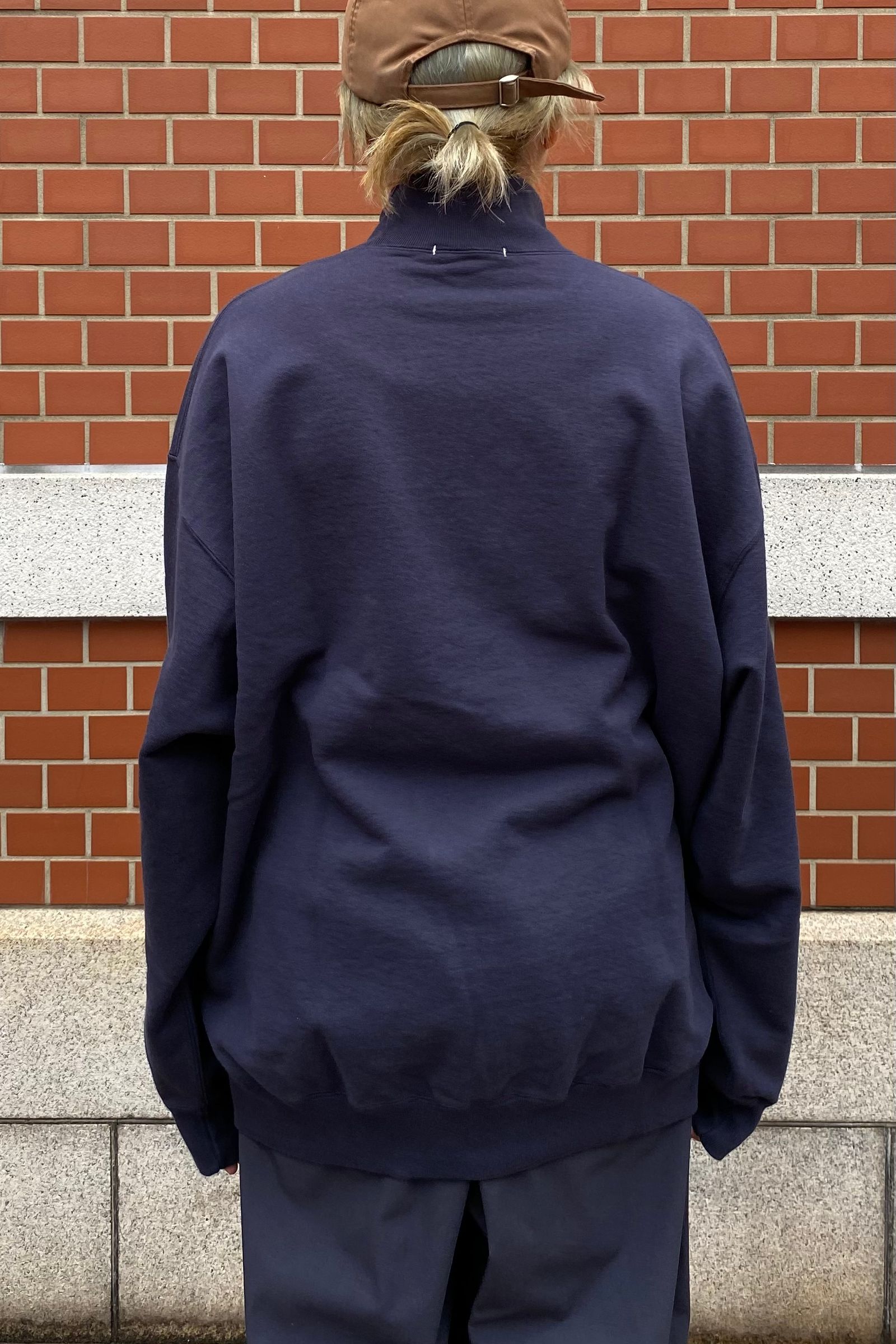 Y - organic cotton heavy weight fleece turtle neck-navy-23ss | asterisk